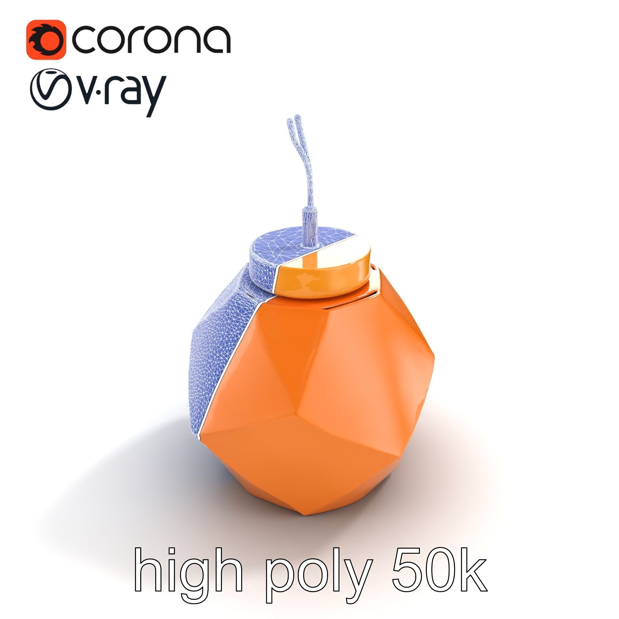 Copper Geometric Pendant Light Fixture model pack Low-poly 3D model_19