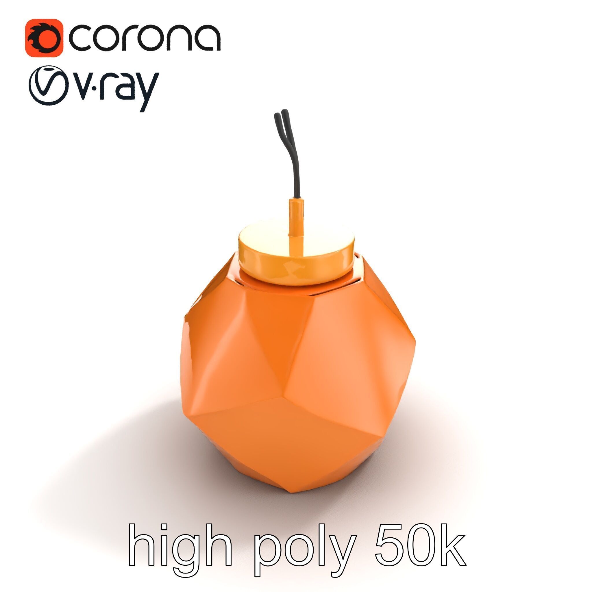 Copper Geometric Pendant Light Fixture model pack Low-poly 3D model_22