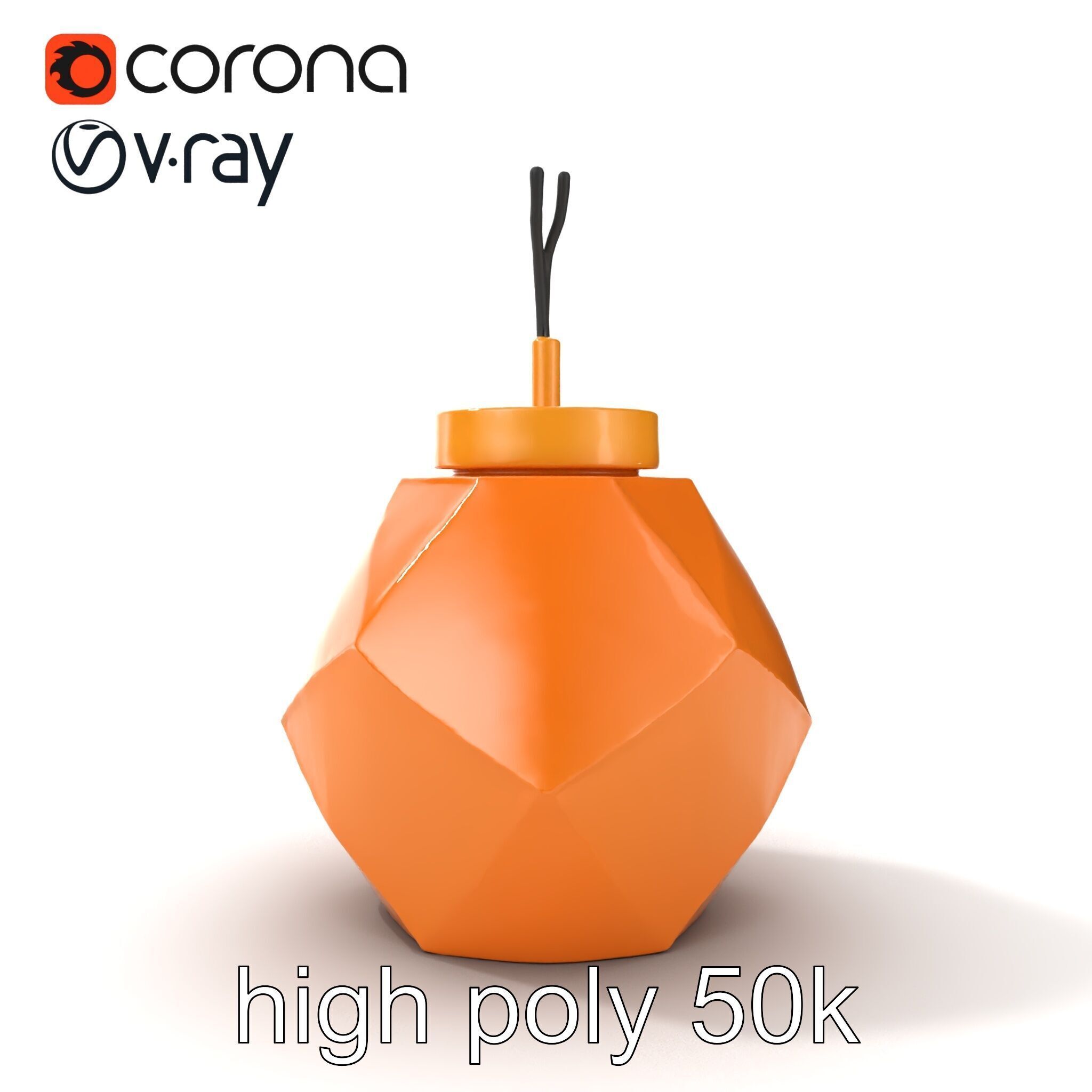 Copper Geometric Pendant Light Fixture model pack Low-poly 3D model_13