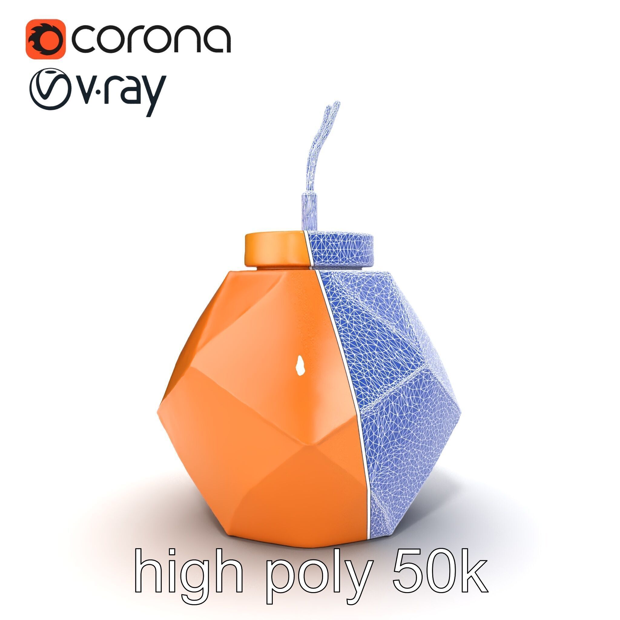 Copper Geometric Pendant Light Fixture model pack Low-poly 3D model_27