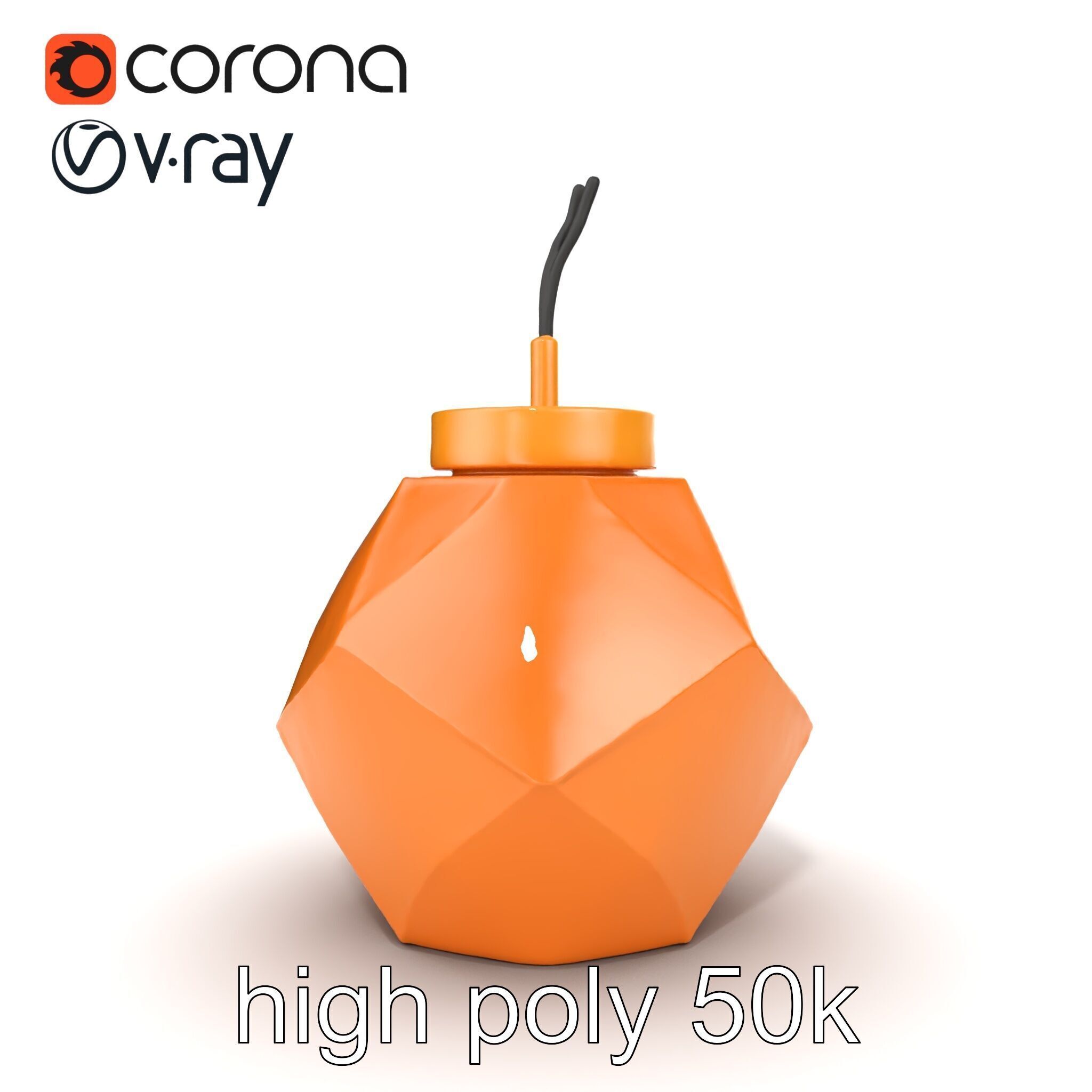 Copper Geometric Pendant Light Fixture model pack Low-poly 3D model_26