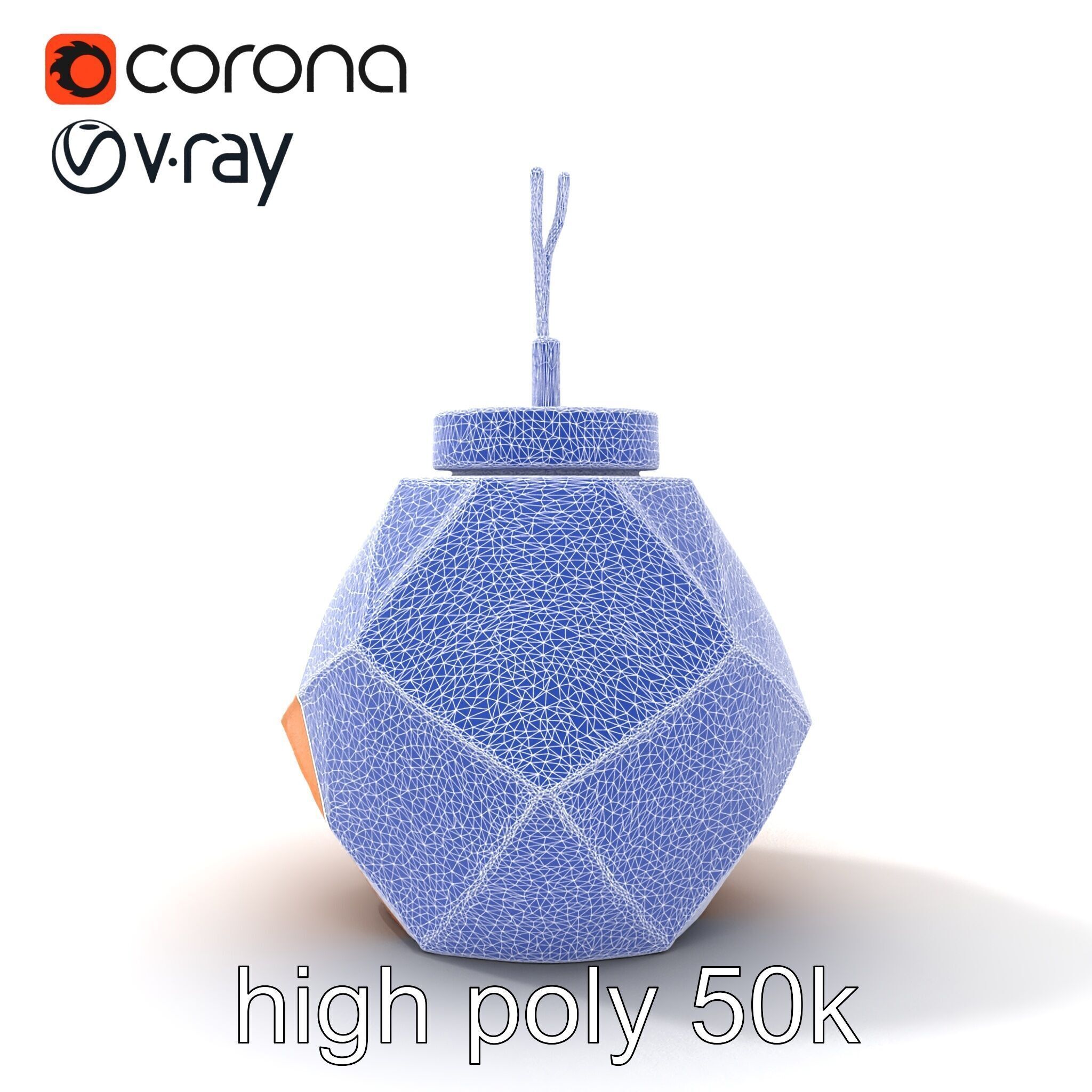 Copper Geometric Pendant Light Fixture model pack Low-poly 3D model_32