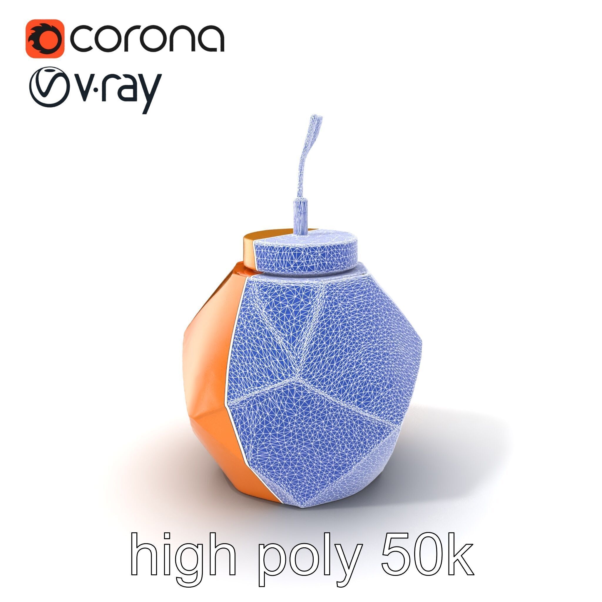 Copper Geometric Pendant Light Fixture model pack Low-poly 3D model_10