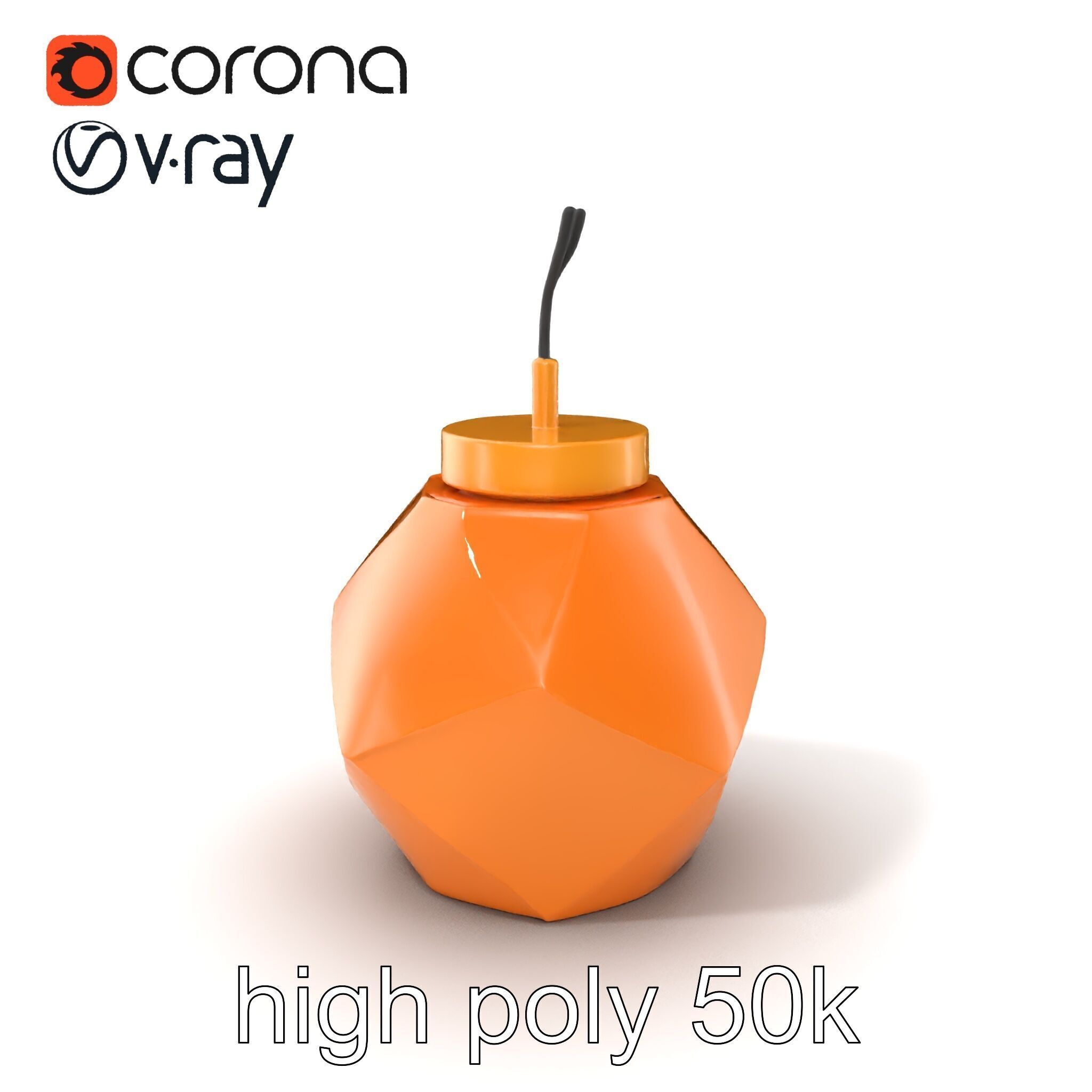 Copper Geometric Pendant Light Fixture model pack Low-poly 3D model_2