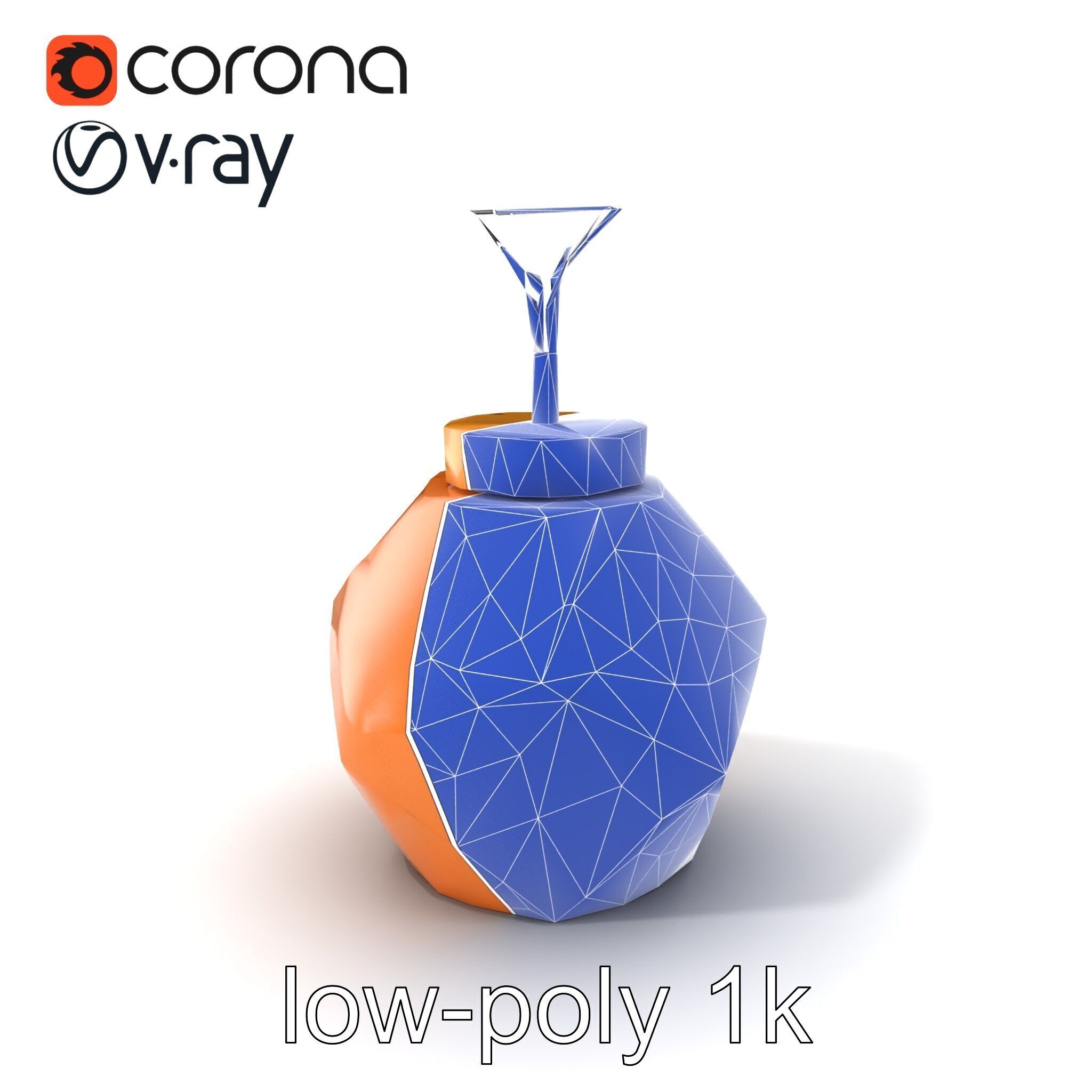 Copper Geometric Pendant Light Fixture model pack Low-poly 3D model_7