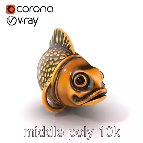 Fish Head Door Knocker Bronze Scales Lifelike Eyes model pack