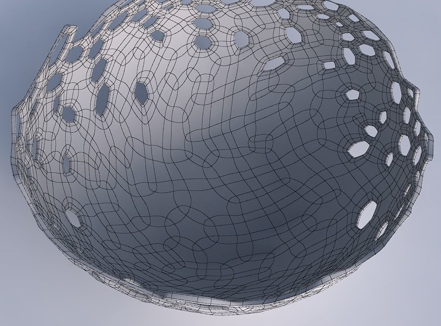 Bowl wide with twisted smooth crystal skin with holes 3D print model_6