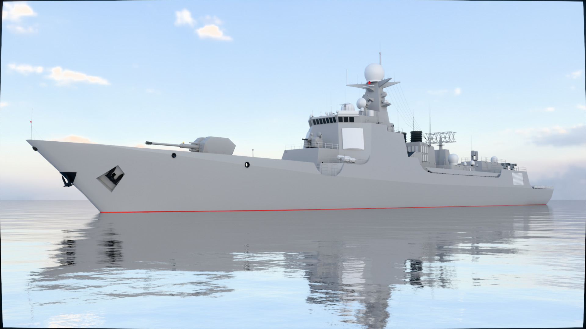 Chinese Navy Type 052D Low-poly 3D model_4