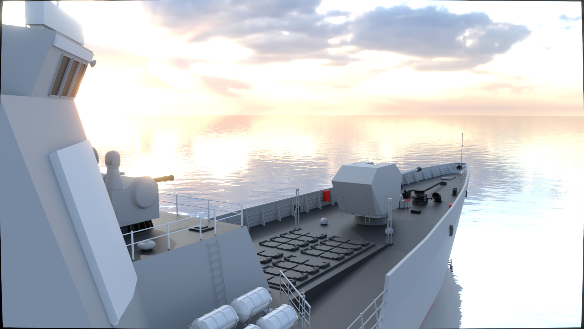 Chinese Navy Type 052D Low-poly 3D model_6