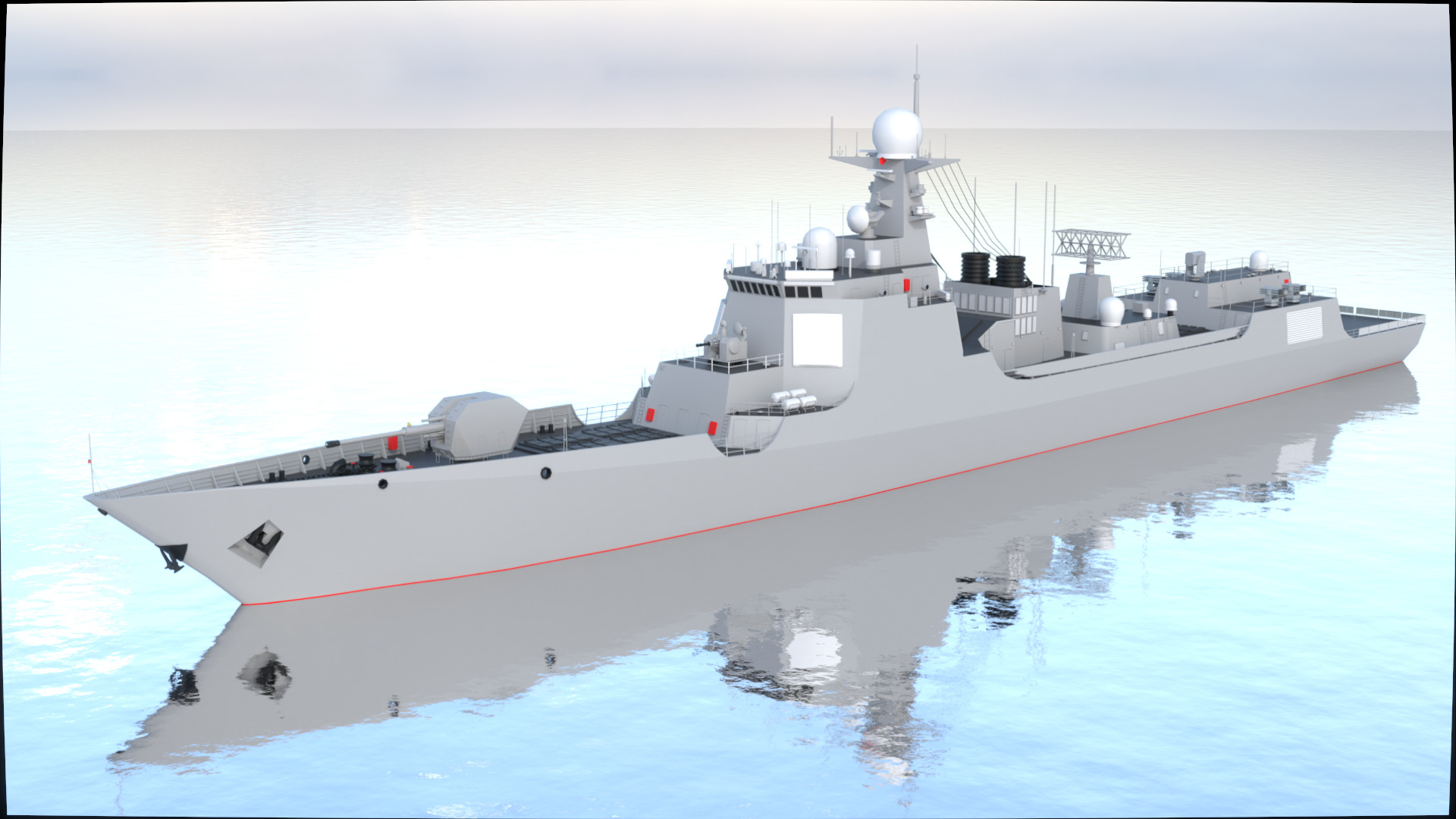 Chinese Navy Type 052D Low-poly 3D model_5