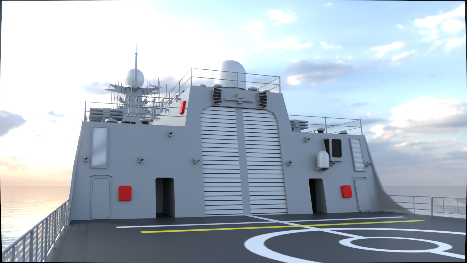Chinese Navy Type 052D Low-poly 3D model_8