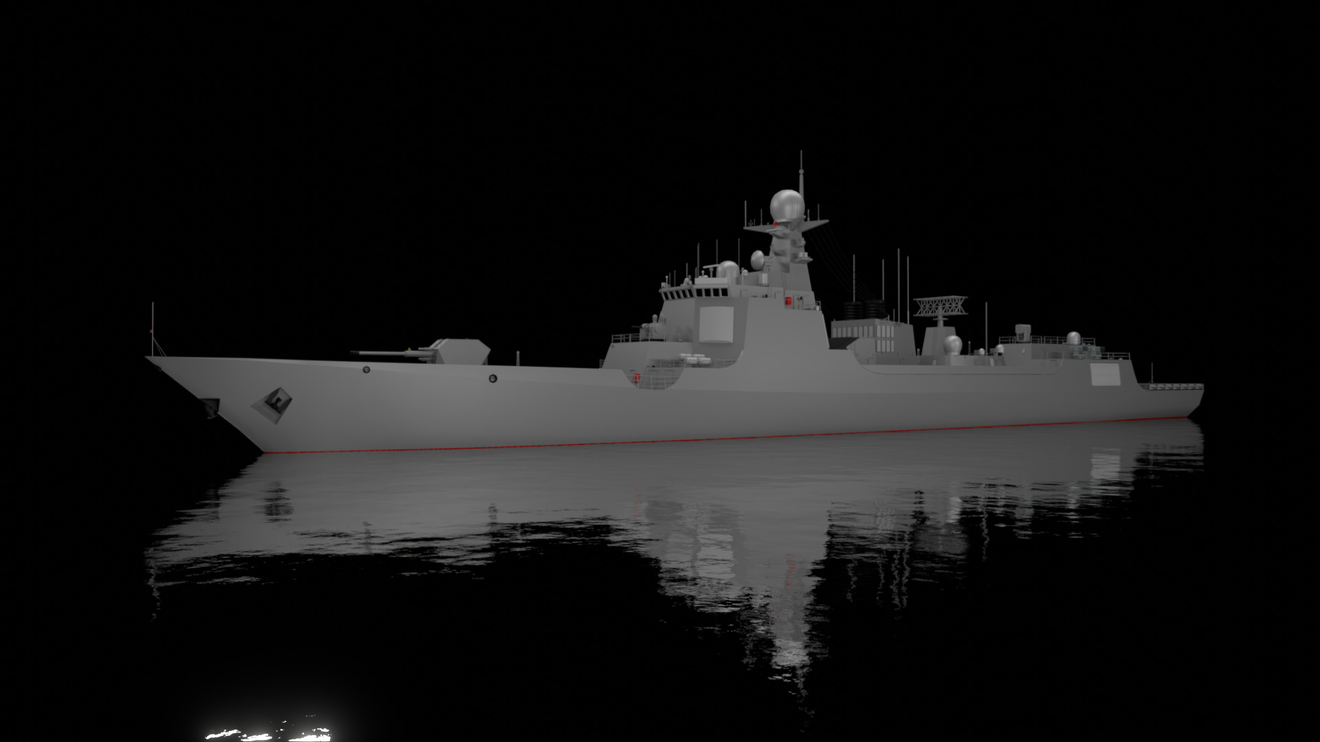 Chinese Navy Type 052D Low-poly 3D model_2