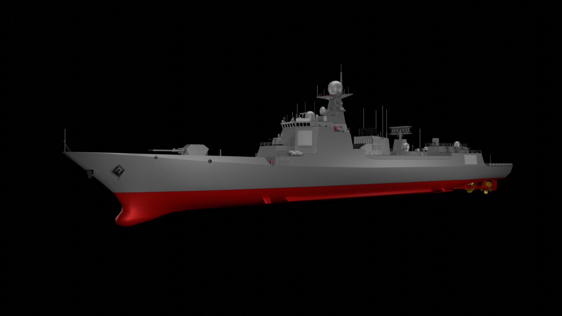 Chinese Navy Type 052D Low-poly 3D model_0