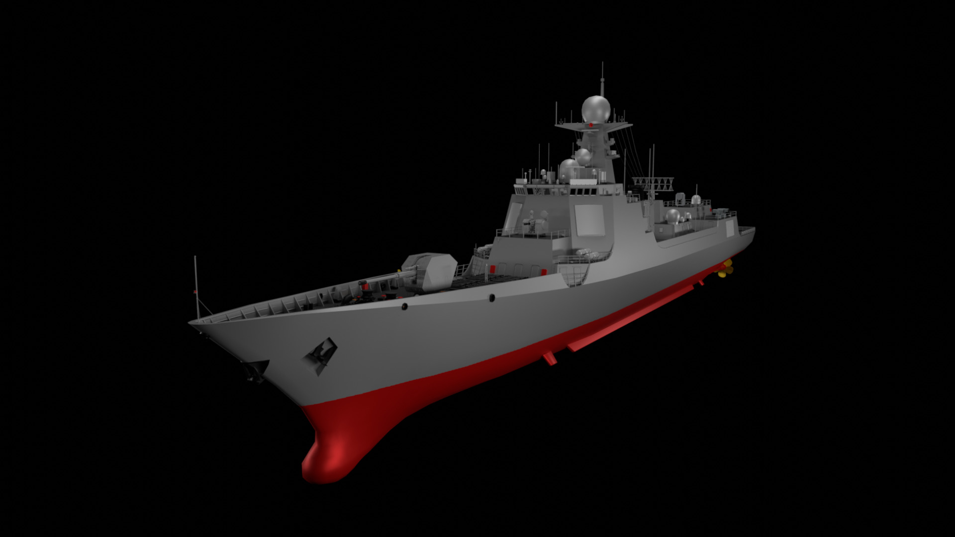 Chinese Navy Type 052D Low-poly 3D model_1