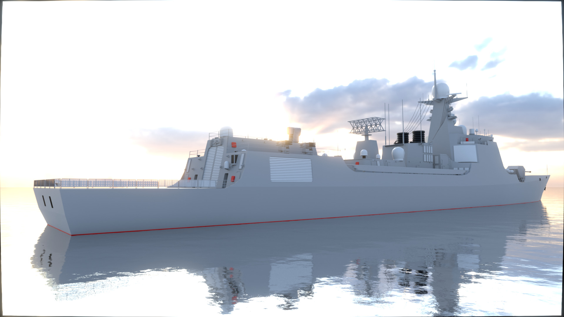 Chinese Navy Type 052D Low-poly 3D model_7