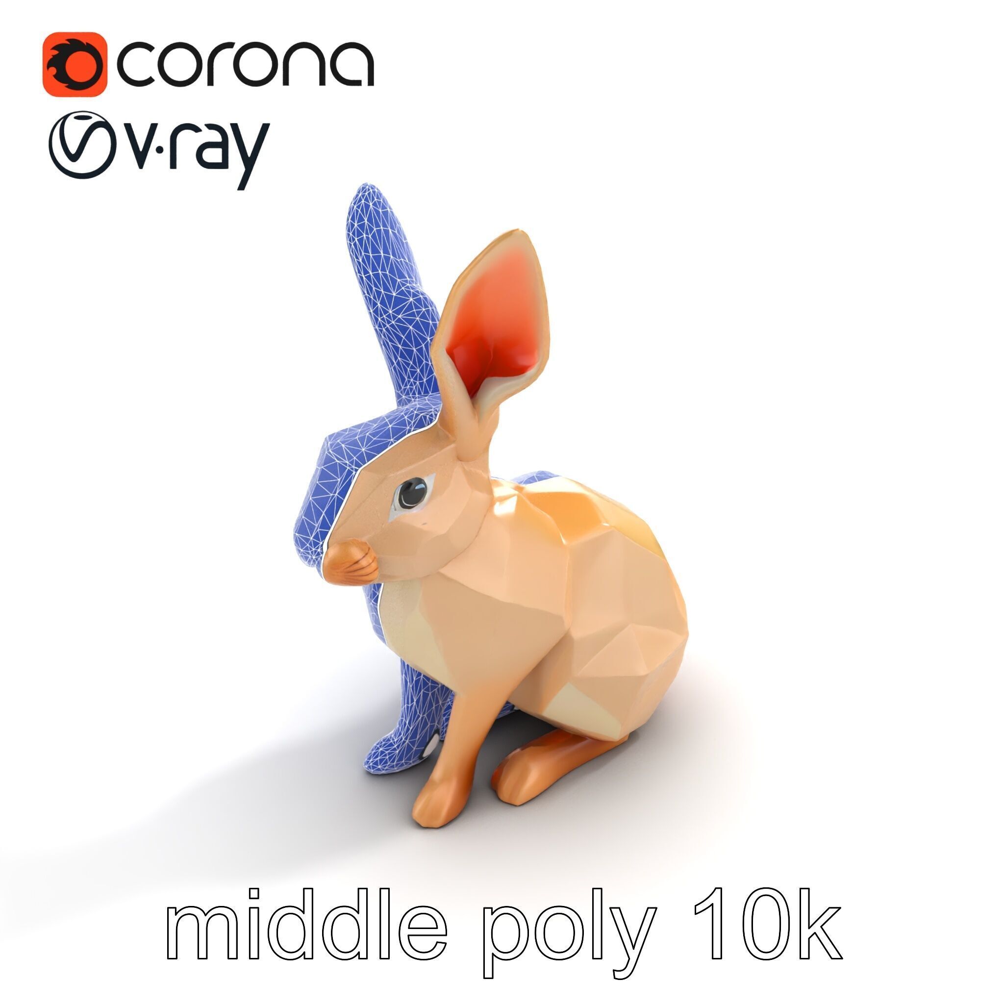 Polygonal Hare Geometric Sculpture model pack Texture_16