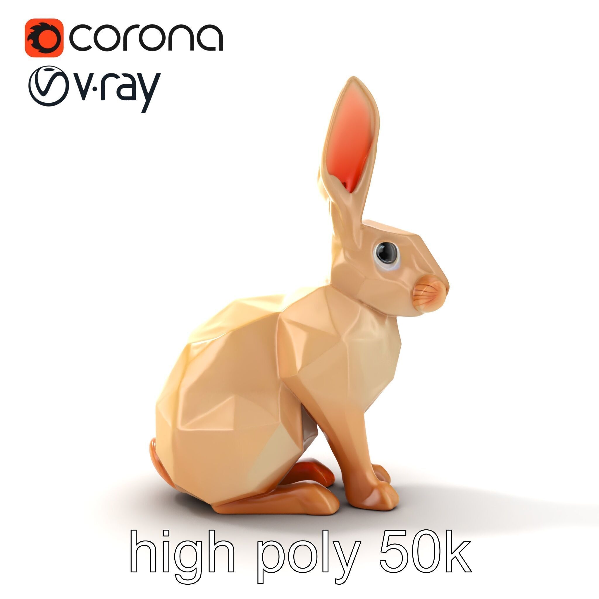 Polygonal Hare Geometric Sculpture model pack Texture_23
