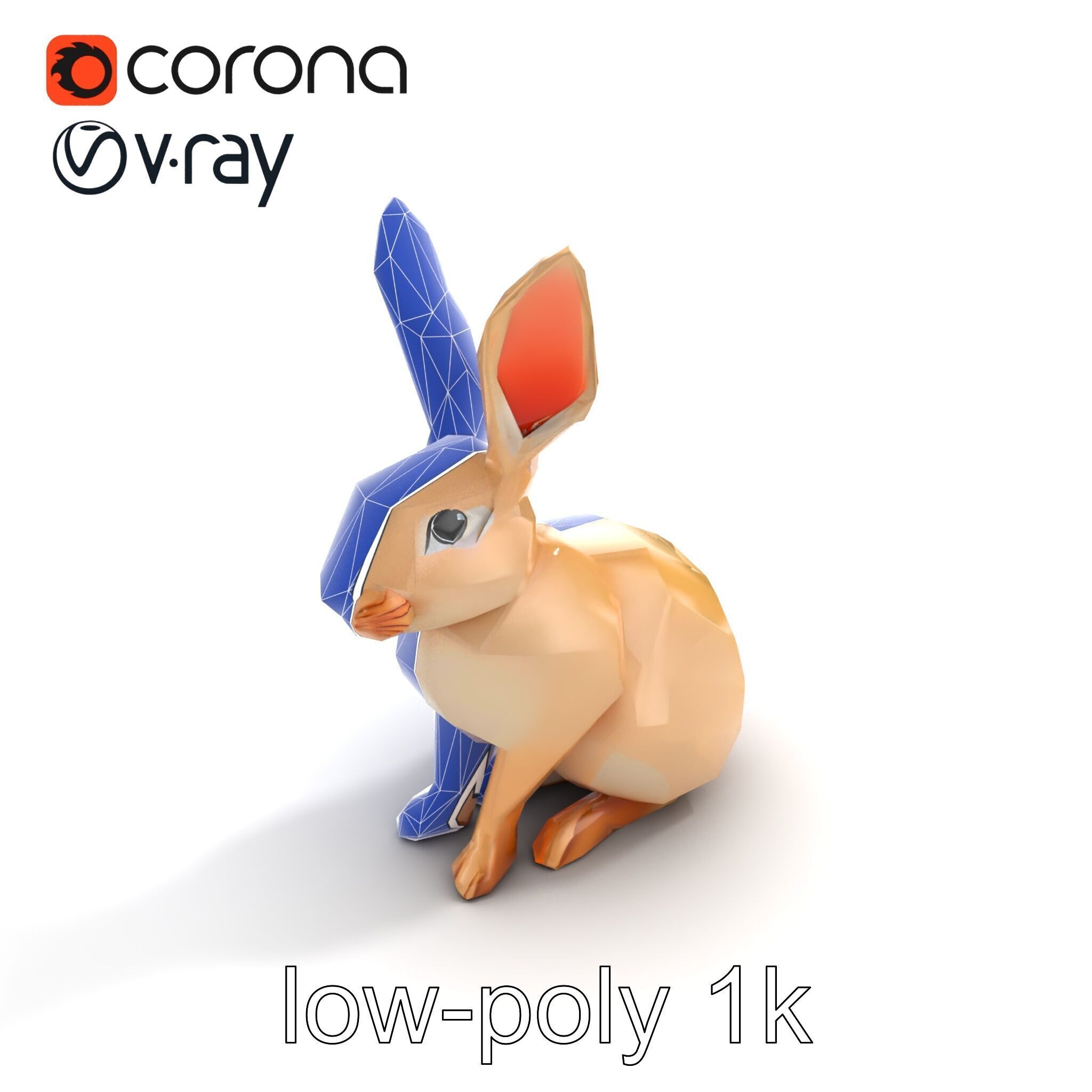 Polygonal Hare Geometric Sculpture model pack Texture_11