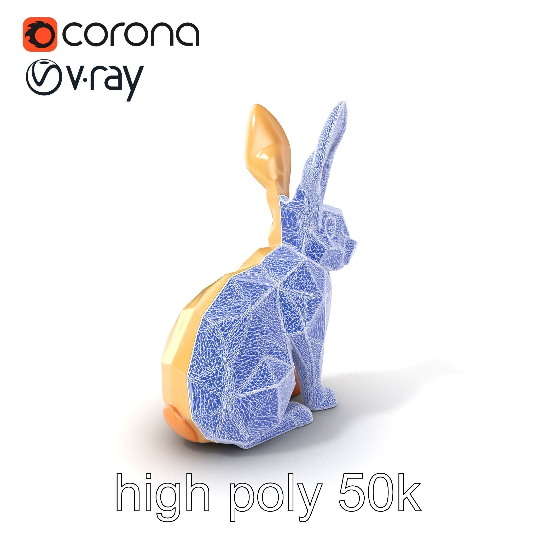 Polygonal Hare Geometric Sculpture model pack Texture_10