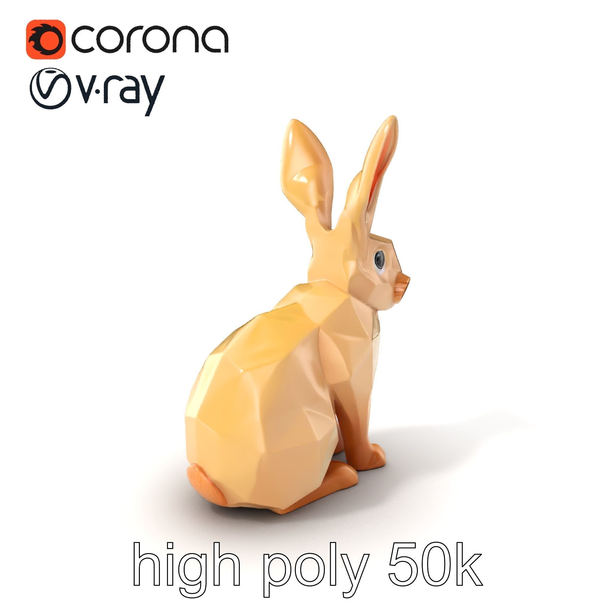 Polygonal Hare Geometric Sculpture model pack Texture_2