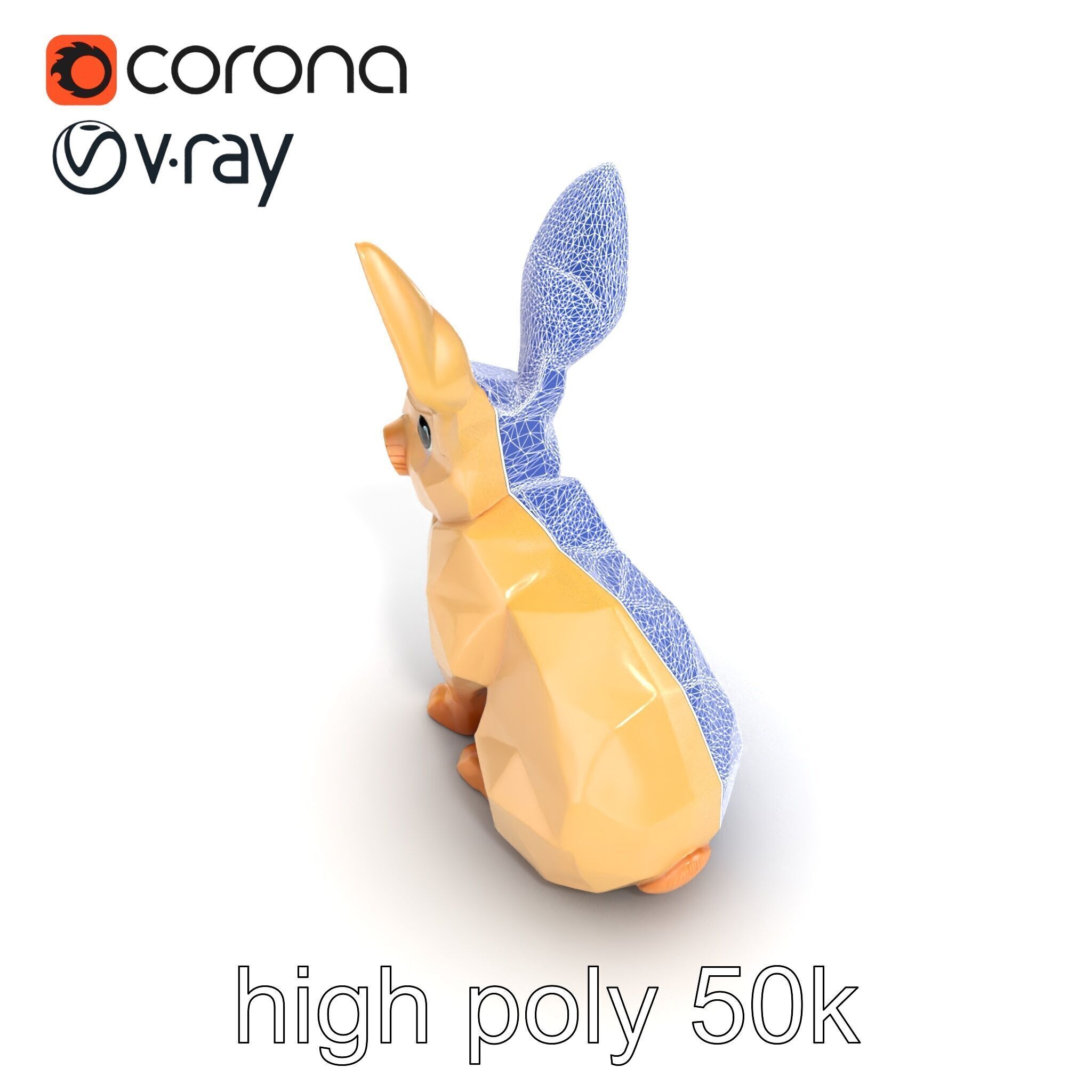 Polygonal Hare Geometric Sculpture model pack Texture_24