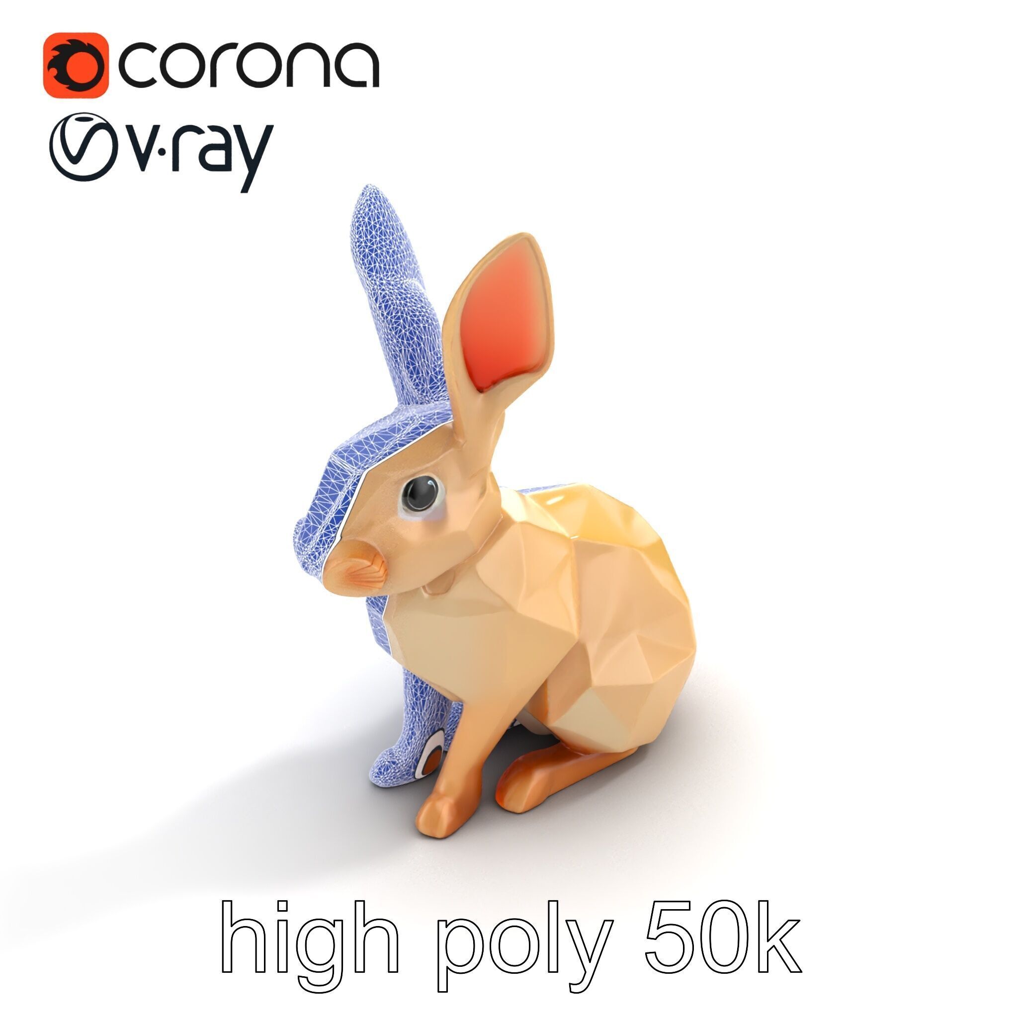 Polygonal Hare Geometric Sculpture model pack Texture_19