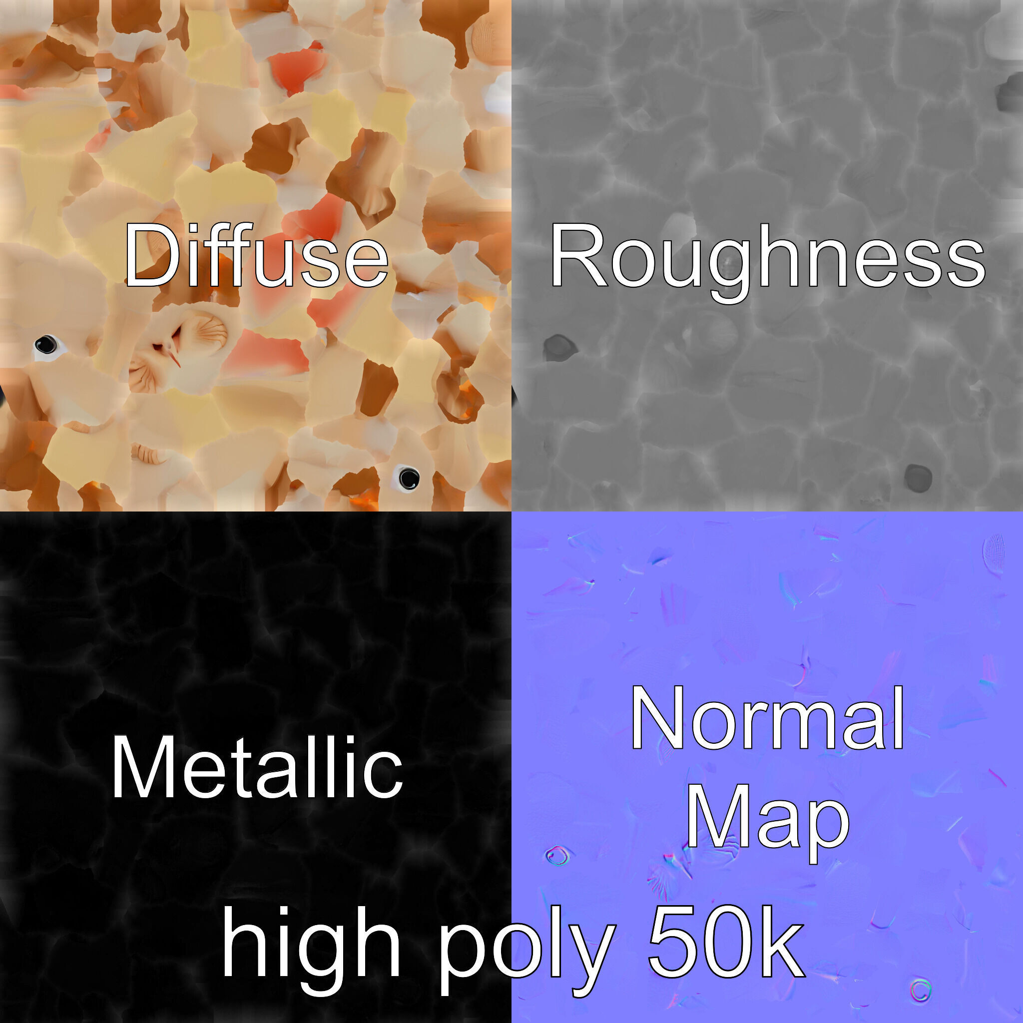 Polygonal Hare Geometric Sculpture model pack Texture_3