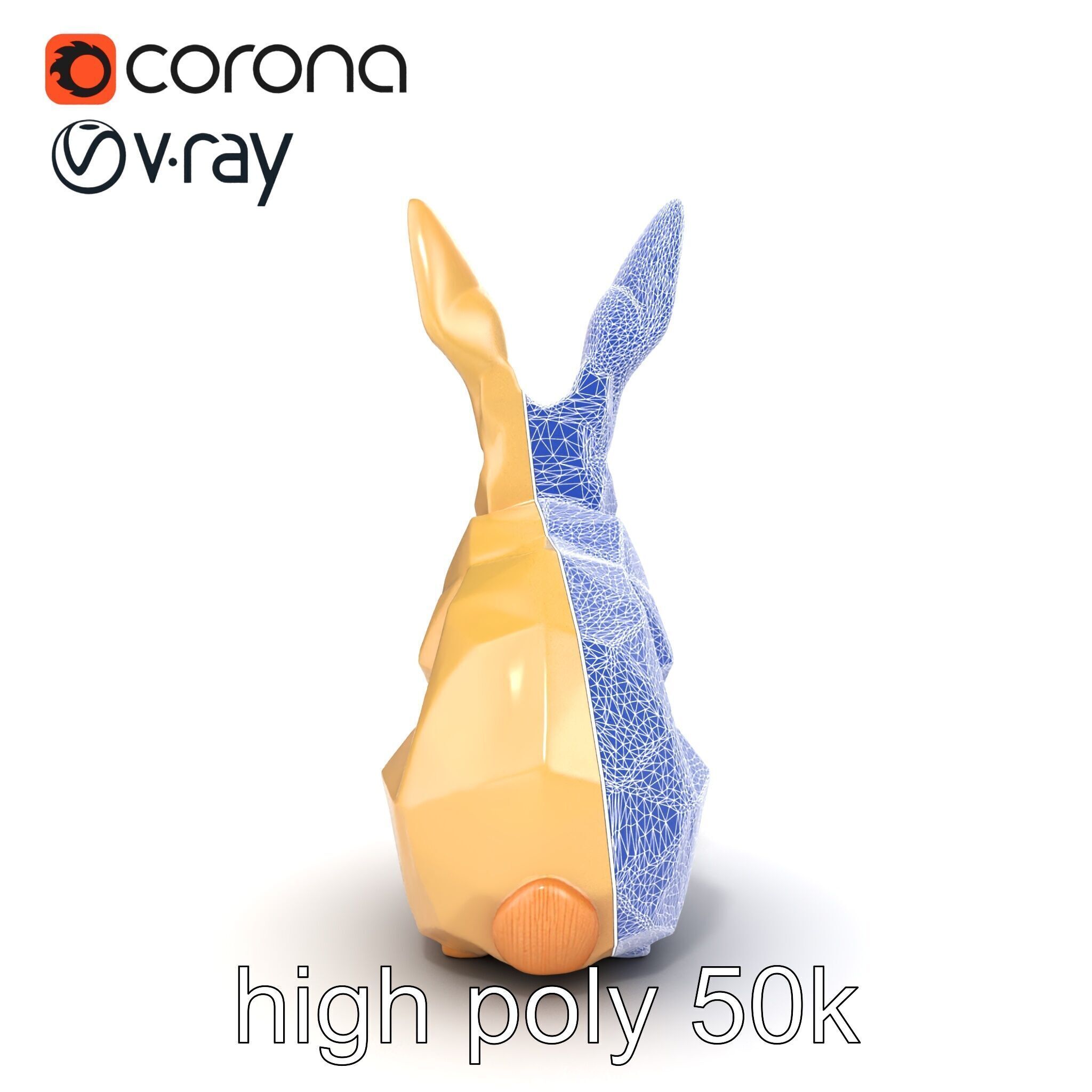 Polygonal Hare Geometric Sculpture model pack Texture_13