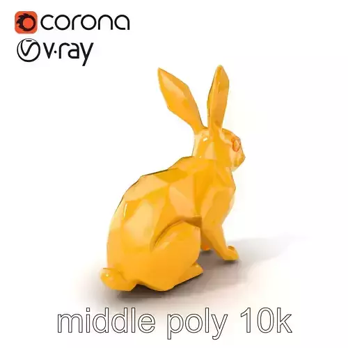 Gold Accented Polygonal Hare Sculpture model pack