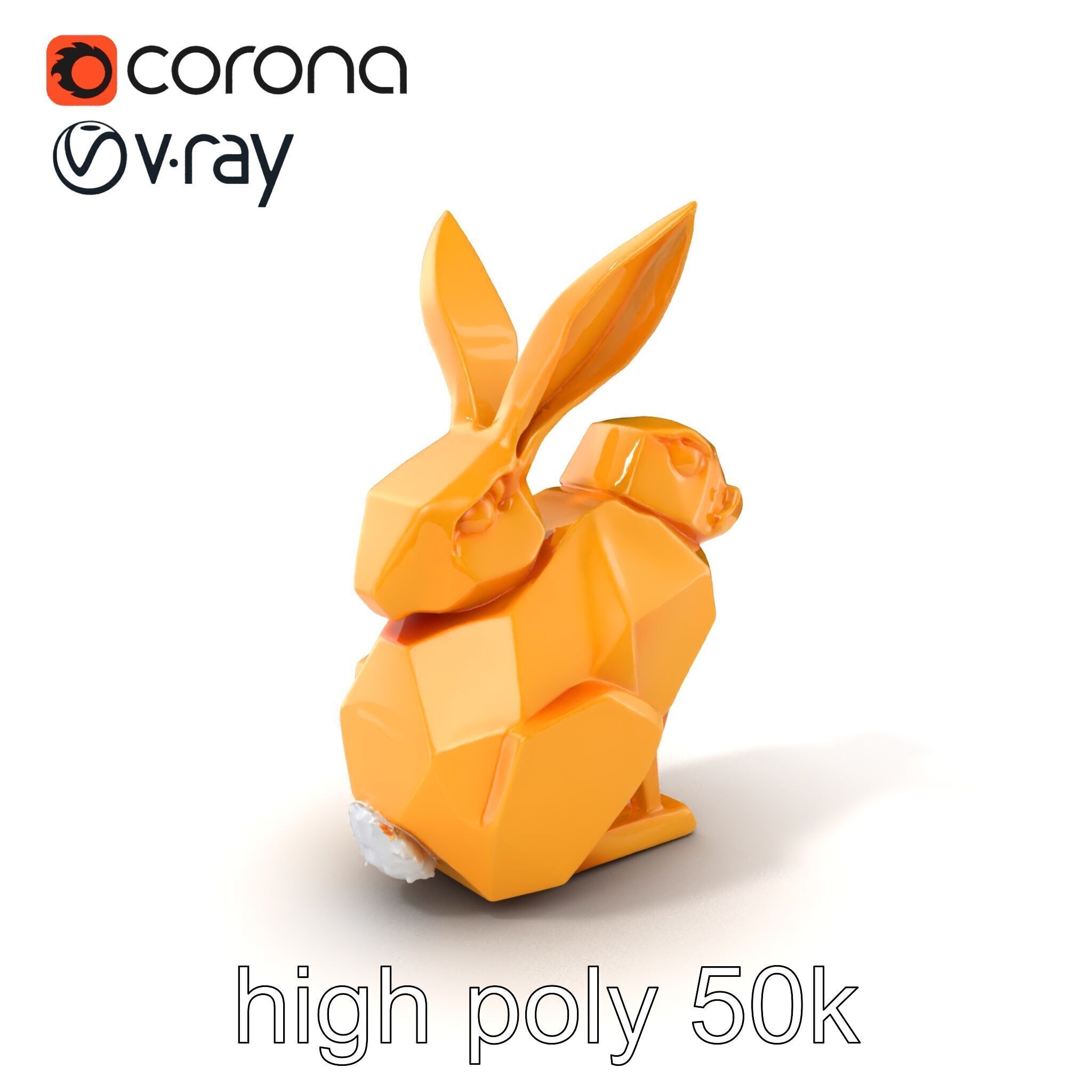 Geometric Brass Hare Sculpture model pack Low-poly 3D model_2