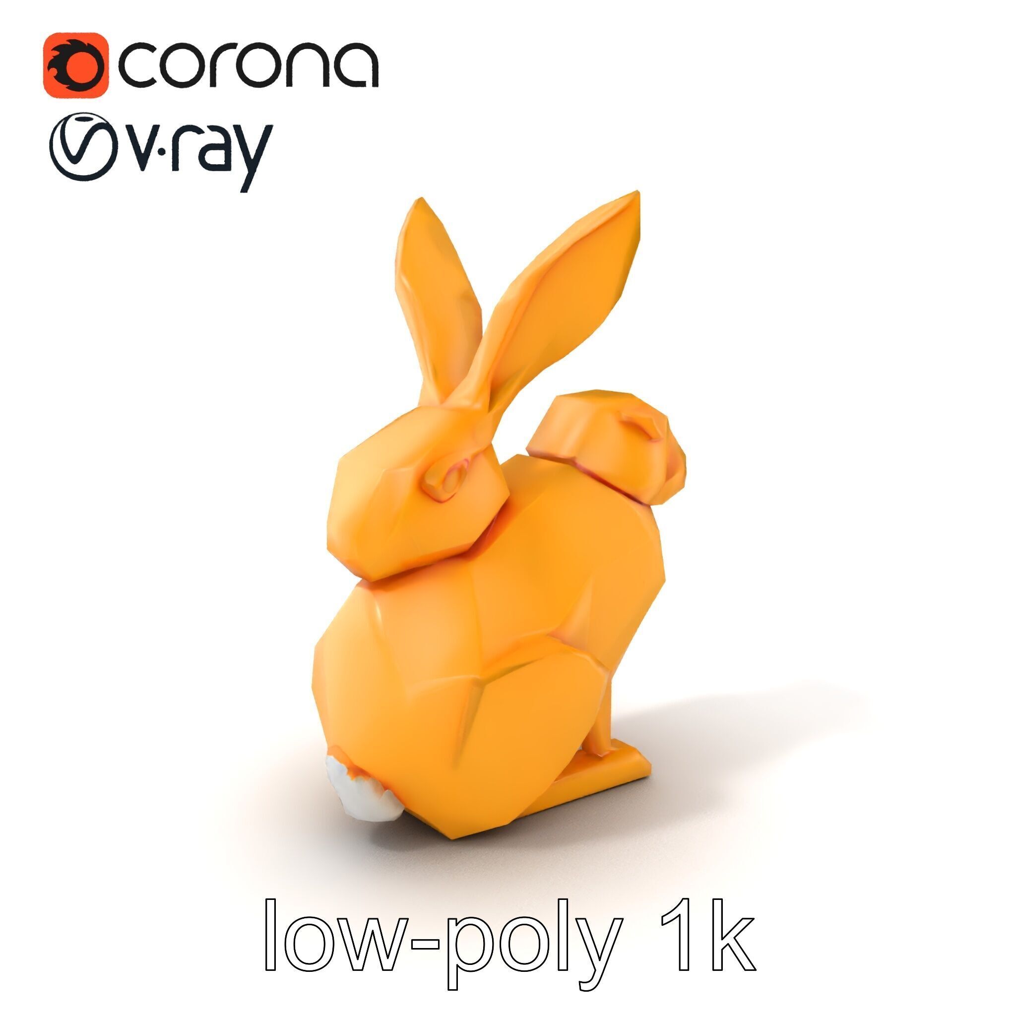 Geometric Brass Hare Sculpture model pack Low-poly 3D model_5
