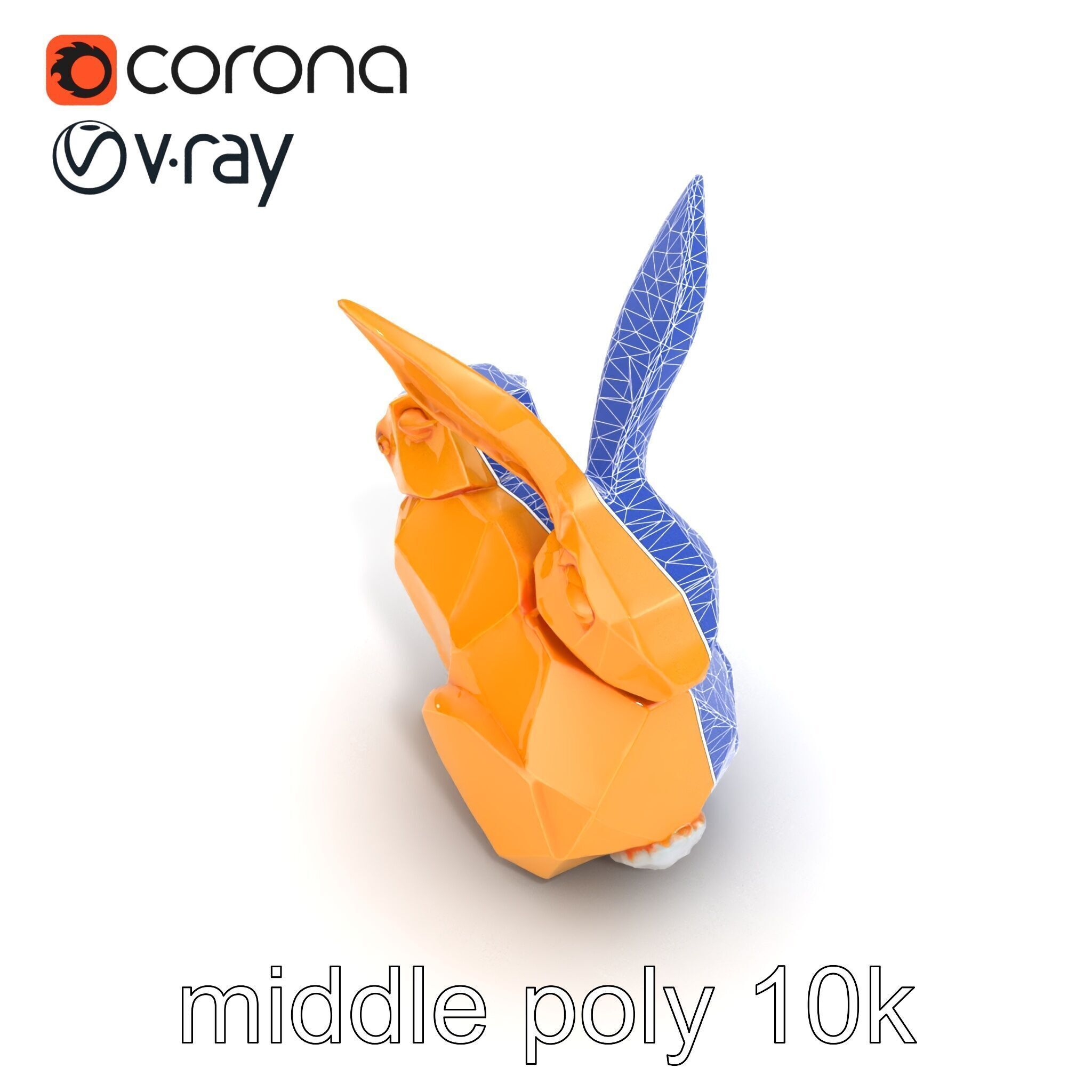 Geometric Brass Hare Sculpture model pack Low-poly 3D model_28