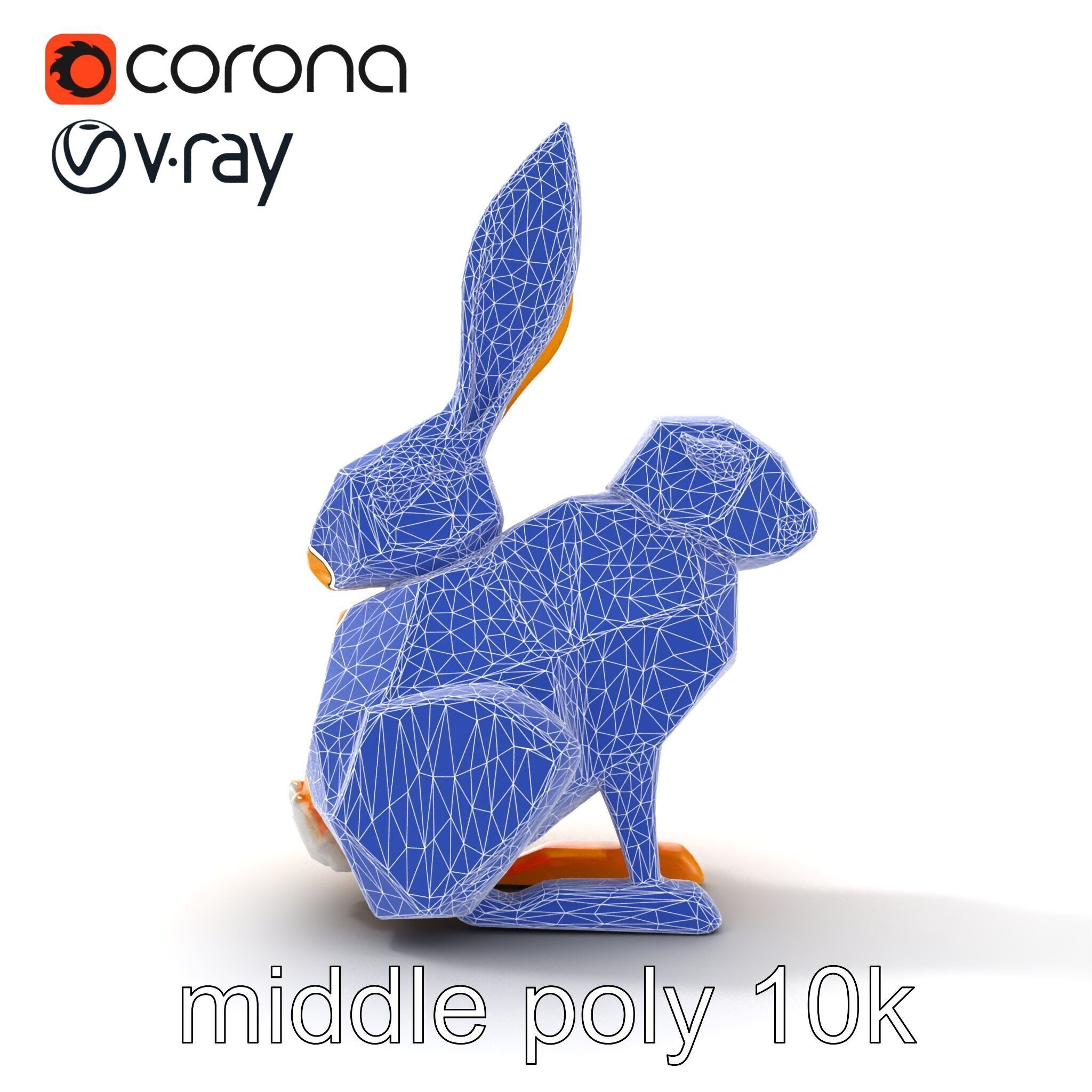Geometric Brass Hare Sculpture model pack Low-poly 3D model_27