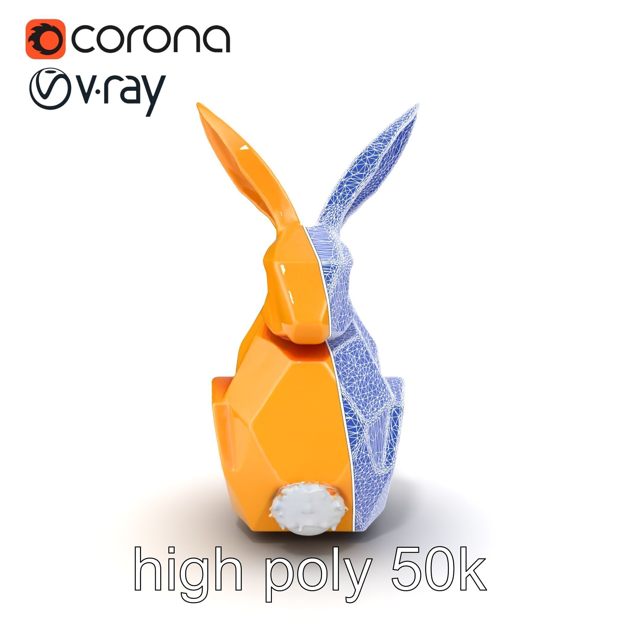Geometric Brass Hare Sculpture model pack Low-poly 3D model_32