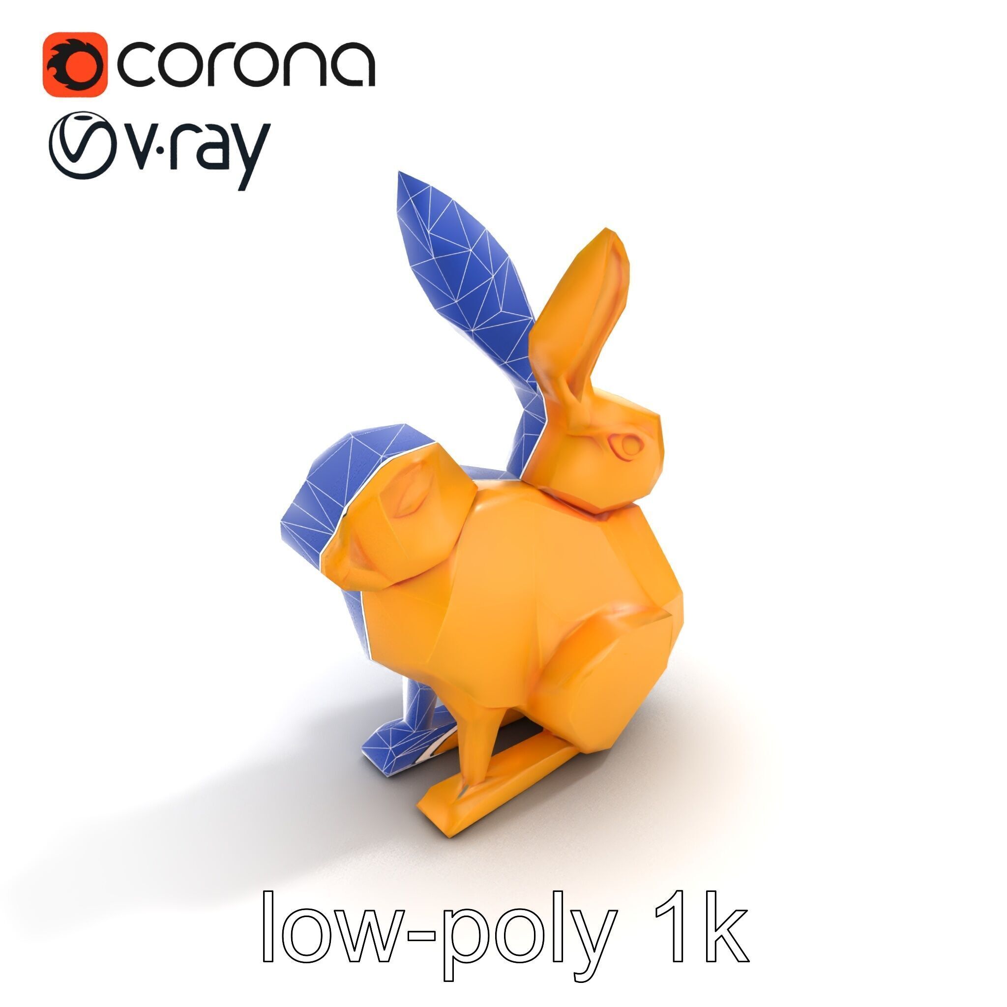 Geometric Brass Hare Sculpture model pack Low-poly 3D model_11