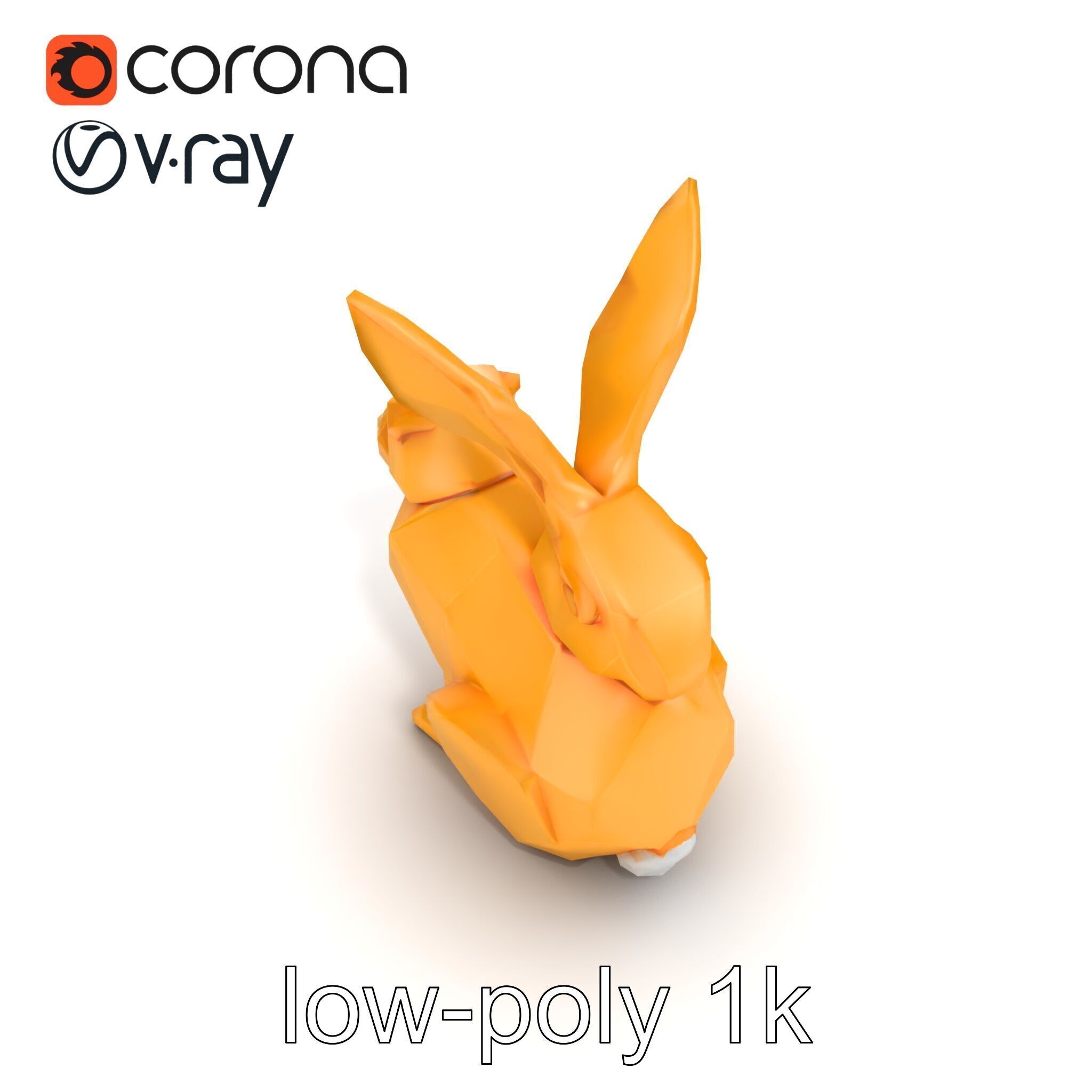 Geometric Brass Hare Sculpture model pack Low-poly 3D model_24