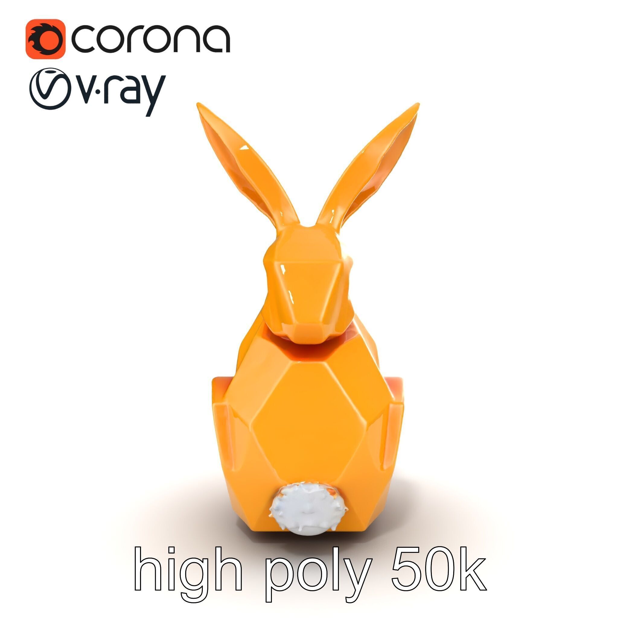 Geometric Brass Hare Sculpture model pack Low-poly 3D model_21