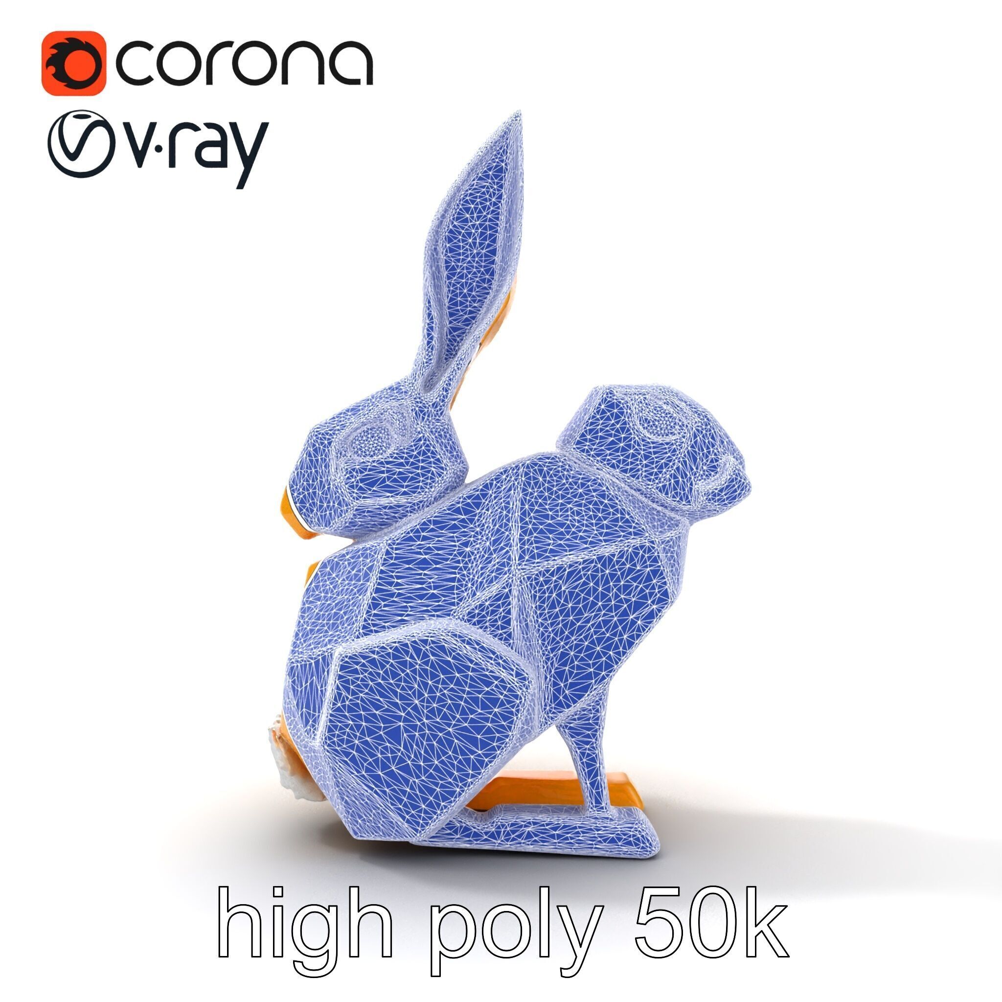 Geometric Brass Hare Sculpture model pack Low-poly 3D model_25
