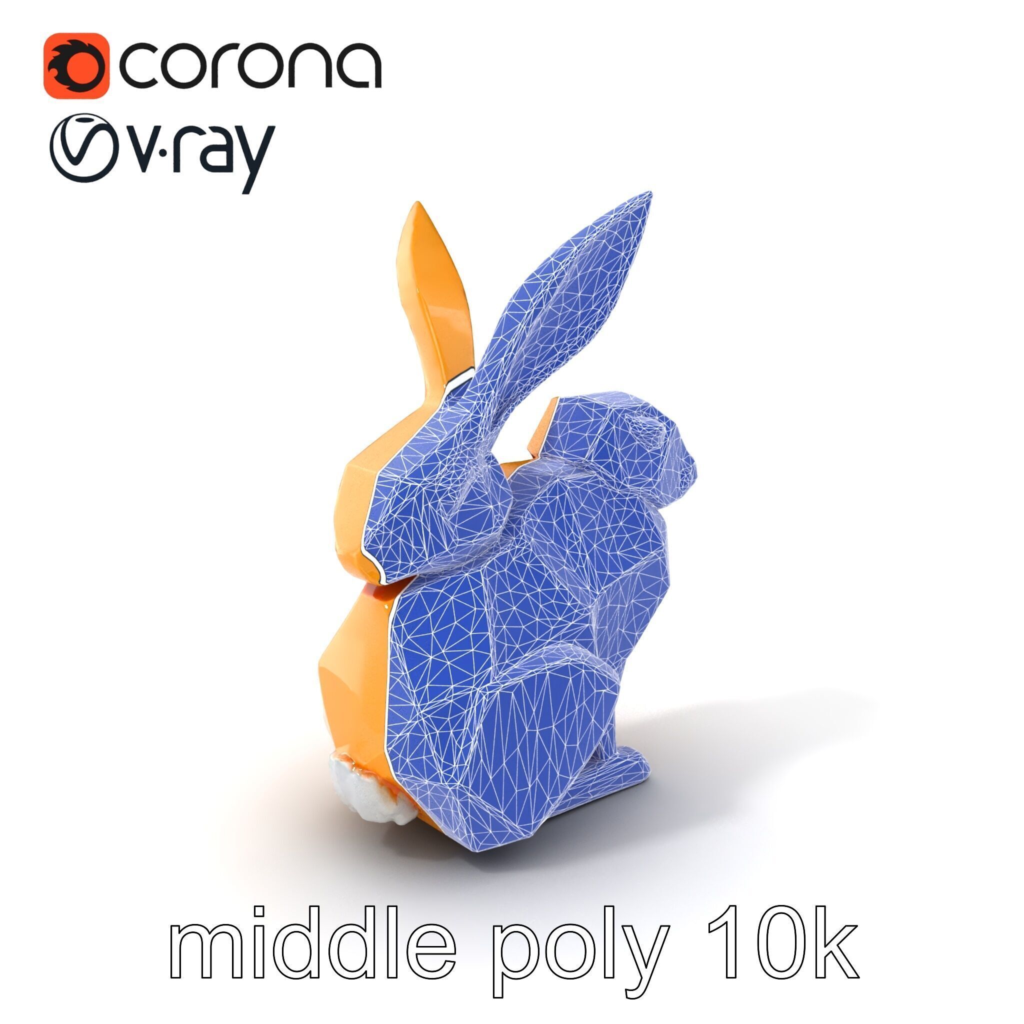Geometric Brass Hare Sculpture model pack Low-poly 3D model_6