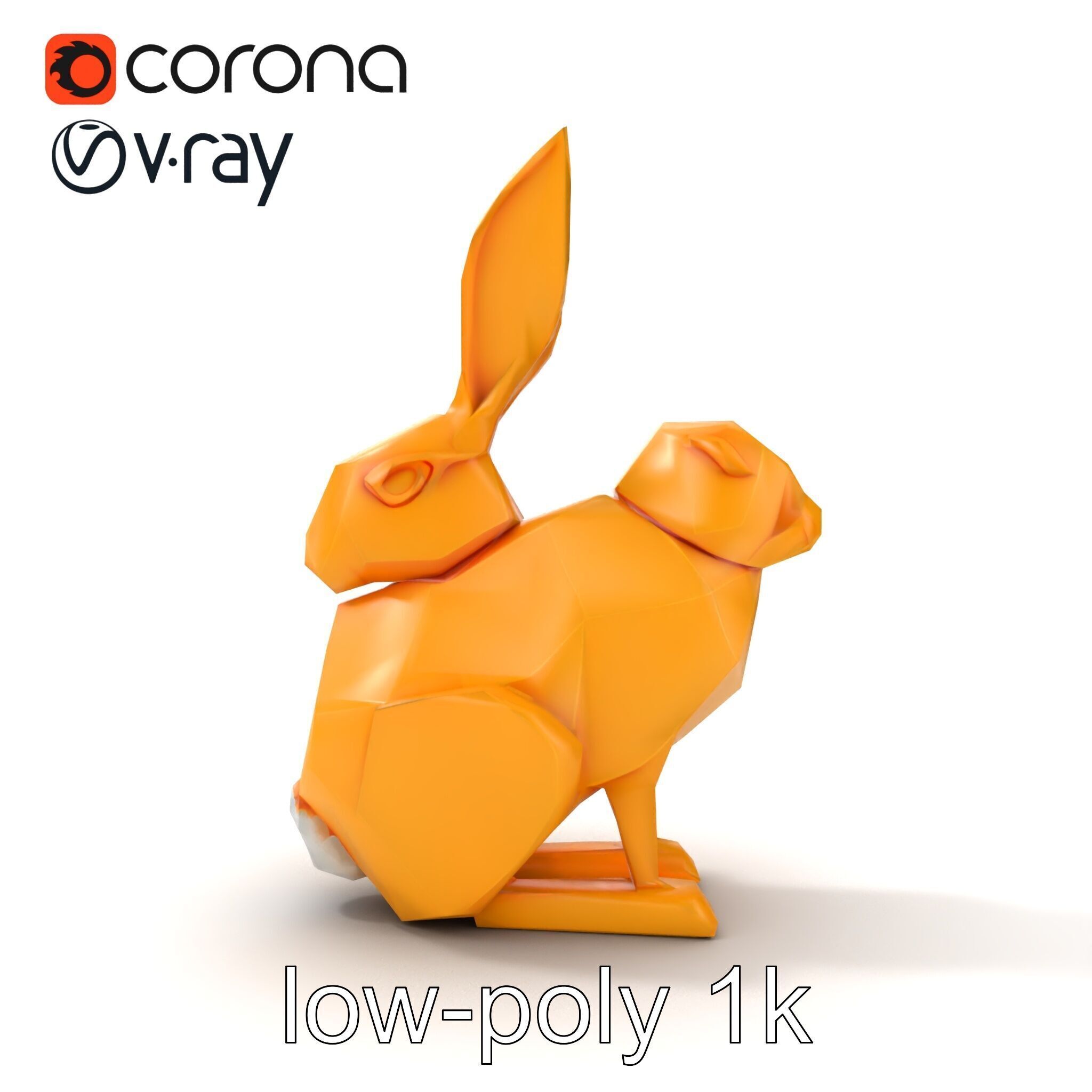 Geometric Brass Hare Sculpture model pack Low-poly 3D model_13