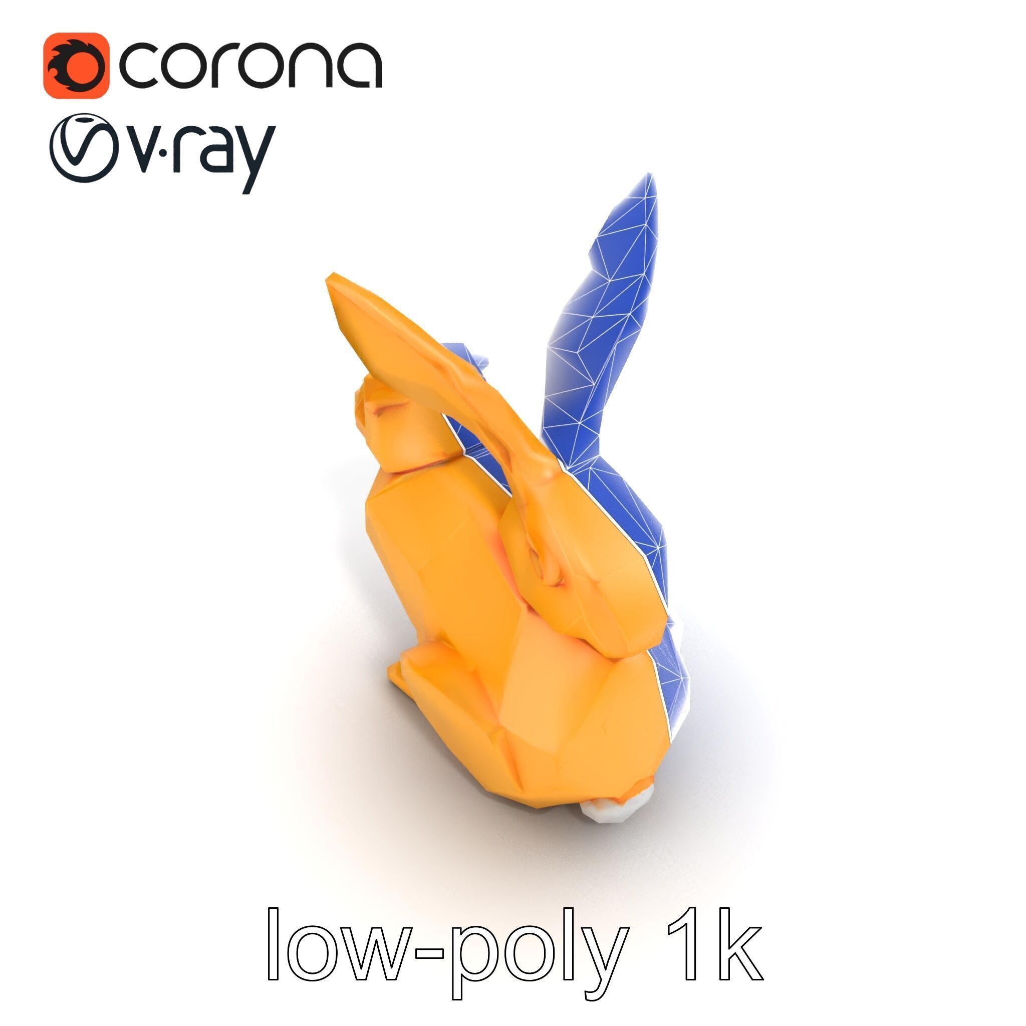 Geometric Brass Hare Sculpture model pack Low-poly 3D model_26
