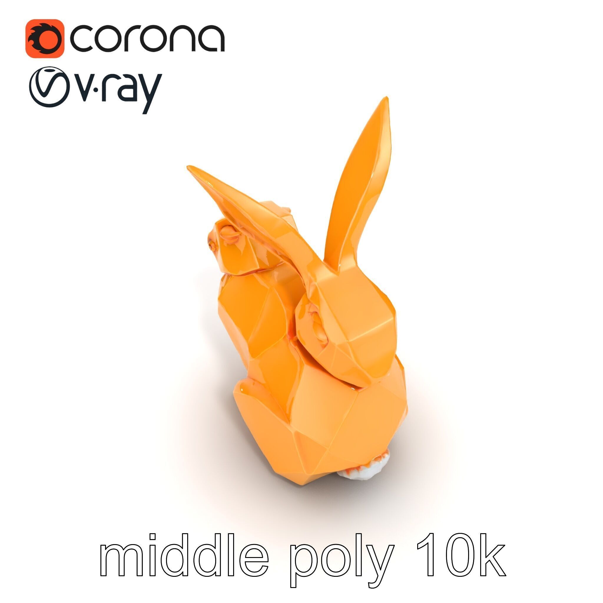 Geometric Brass Hare Sculpture model pack Low-poly 3D model_14