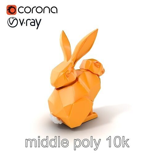 Geometric Brass Hare Sculpture model pack Low-poly 3D model