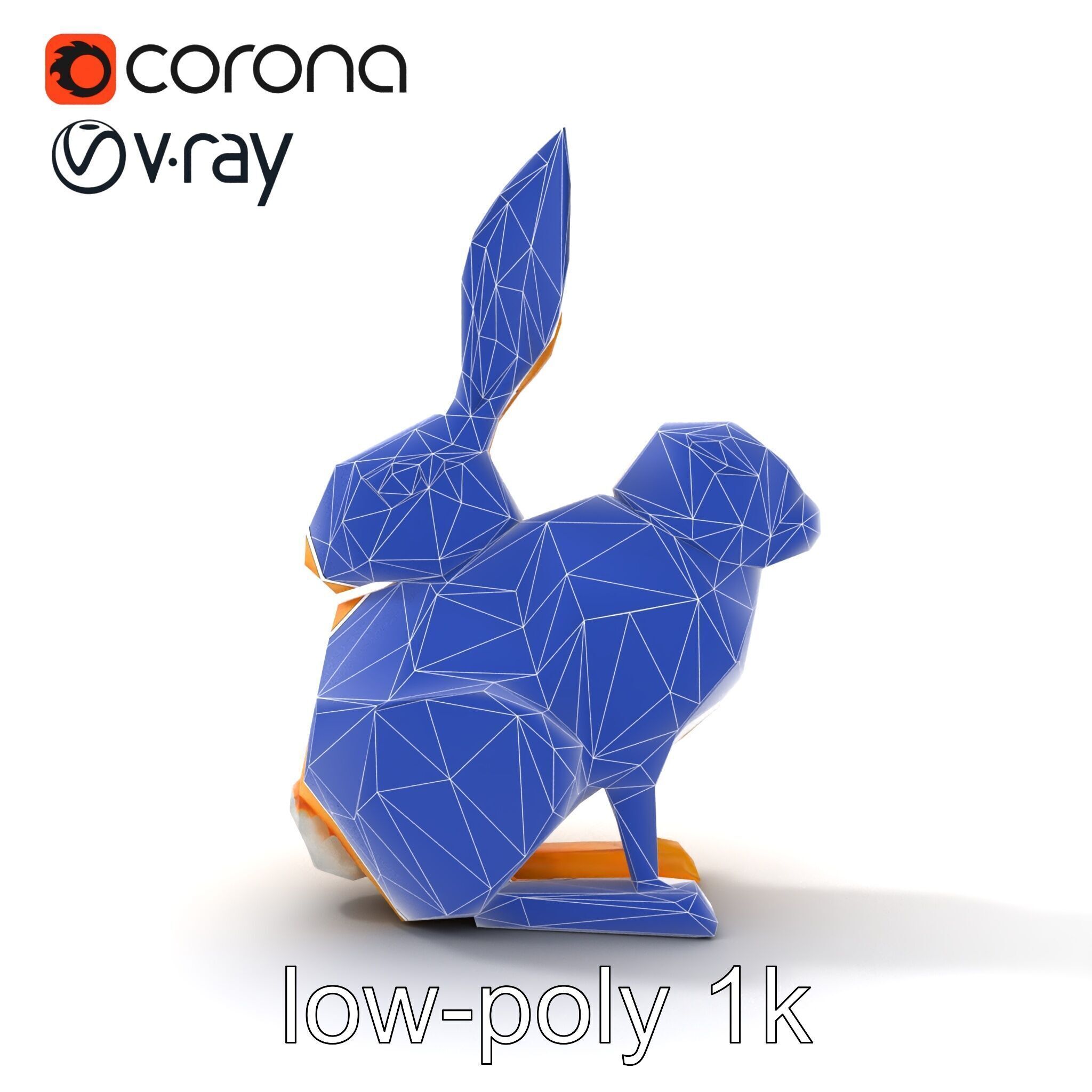 Geometric Brass Hare Sculpture model pack Low-poly 3D model_18