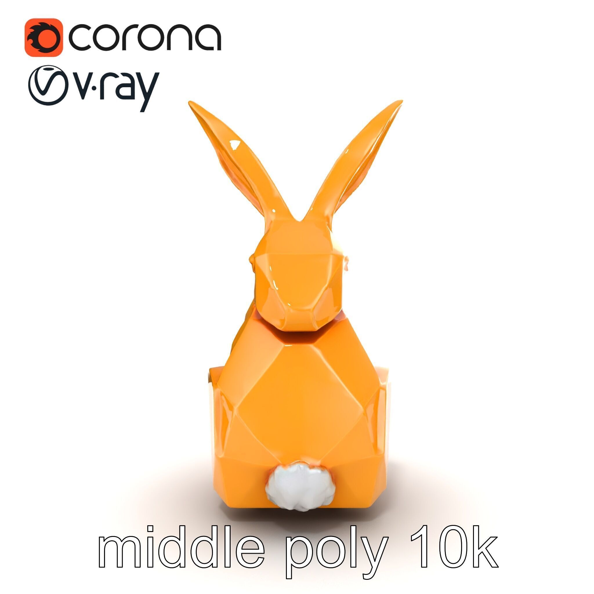 Geometric Brass Hare Sculpture model pack Low-poly 3D model_12