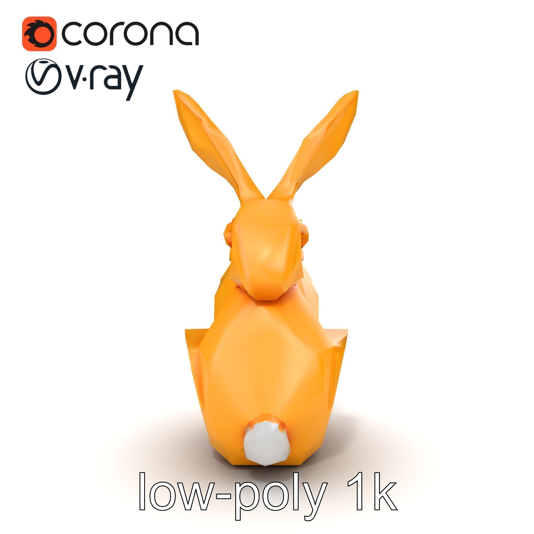 Geometric Brass Hare Sculpture model pack Low-poly 3D model_30