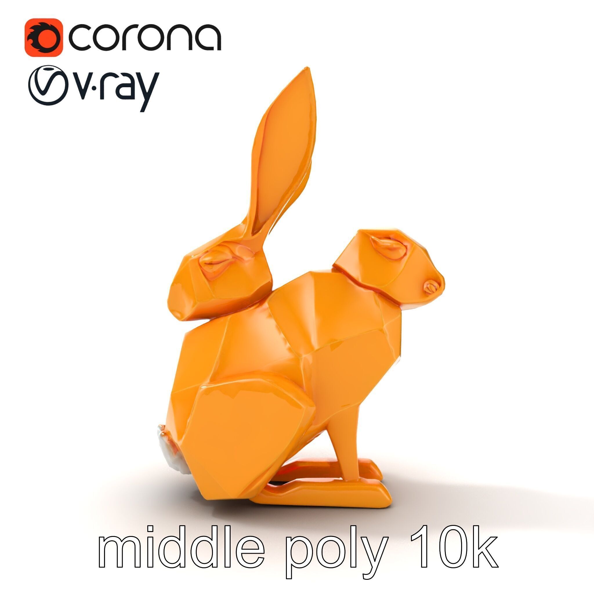 Geometric Brass Hare Sculpture model pack Low-poly 3D model_15