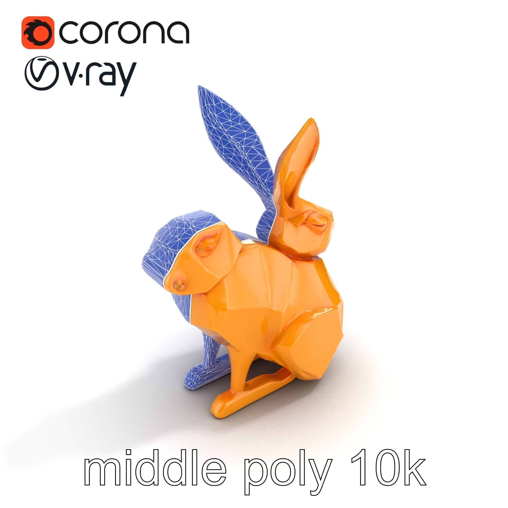 Geometric Brass Hare Sculpture model pack Low-poly 3D model_16
