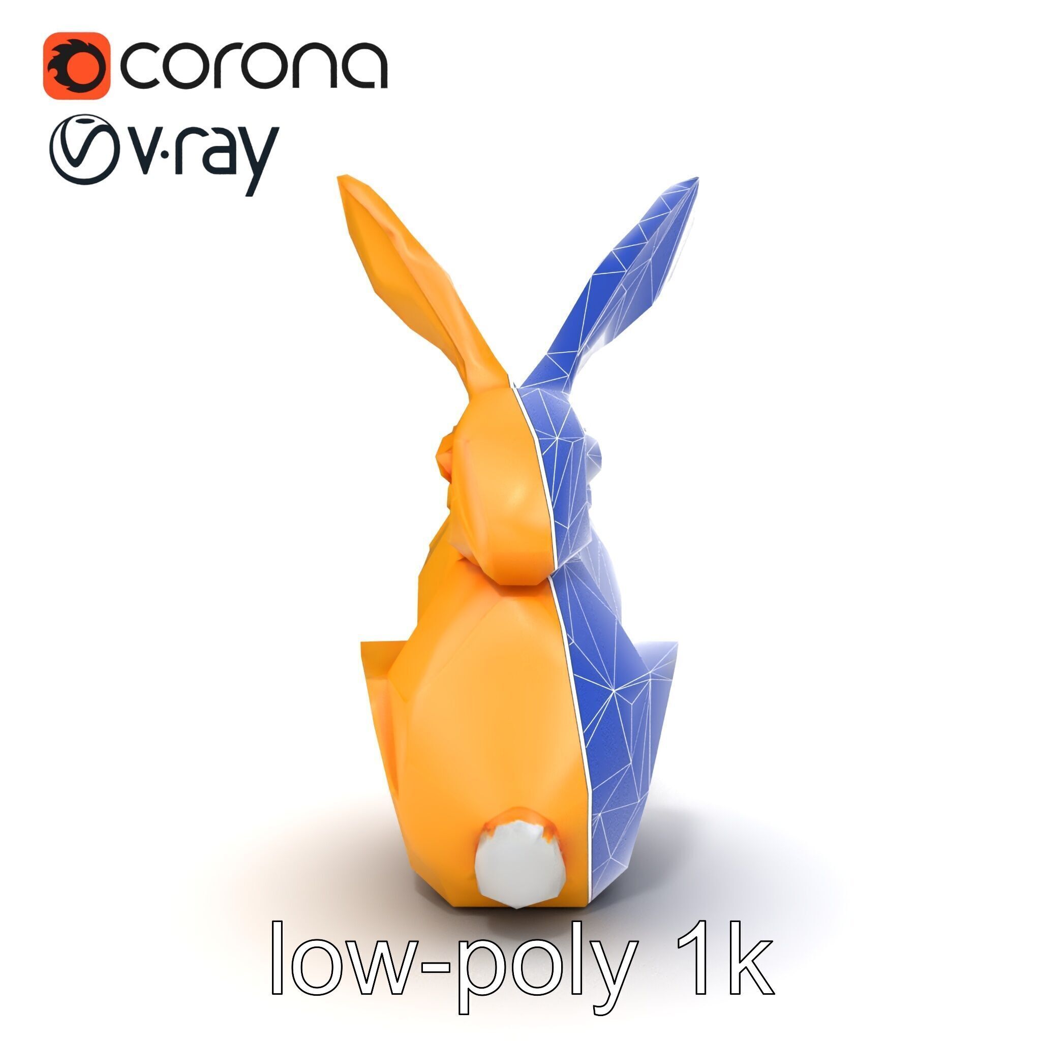 Geometric Brass Hare Sculpture model pack Low-poly 3D model_20