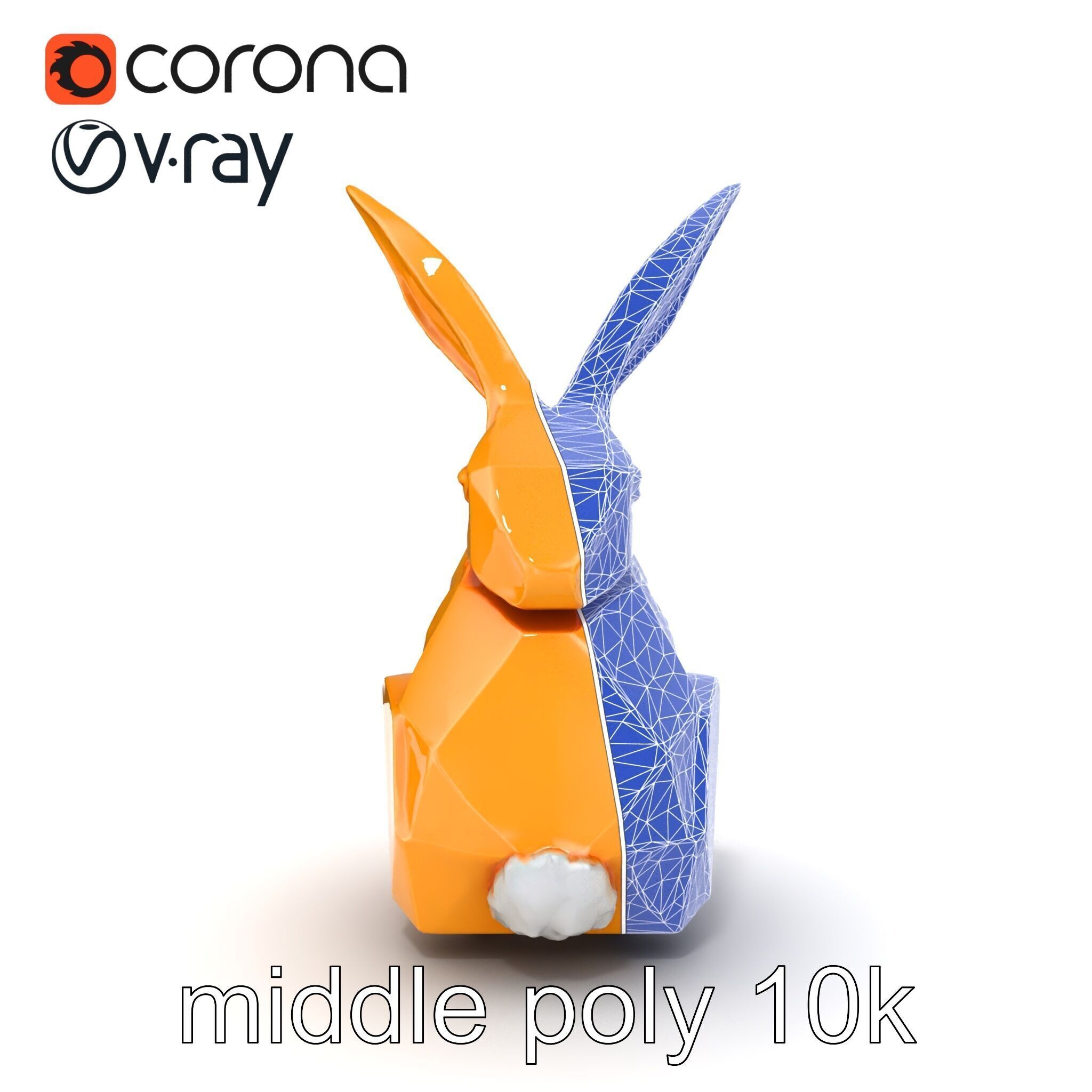 Geometric Brass Hare Sculpture model pack Low-poly 3D model_29